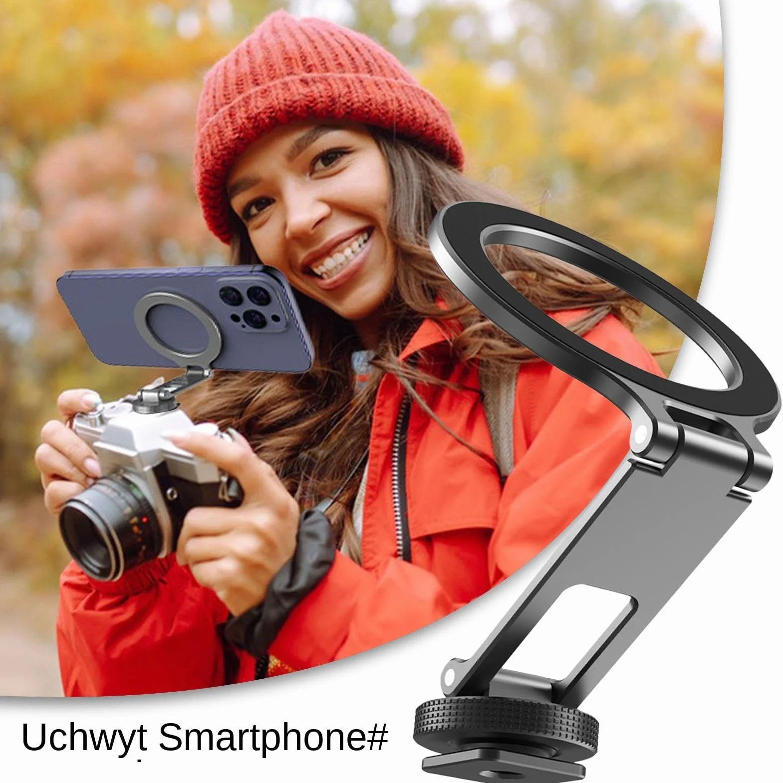 Metal Phone Tripod Mount Cold Shoe Phone Holder Portable Folding Cell Phone Clamp for Selfies Concert Travel Live Streaming