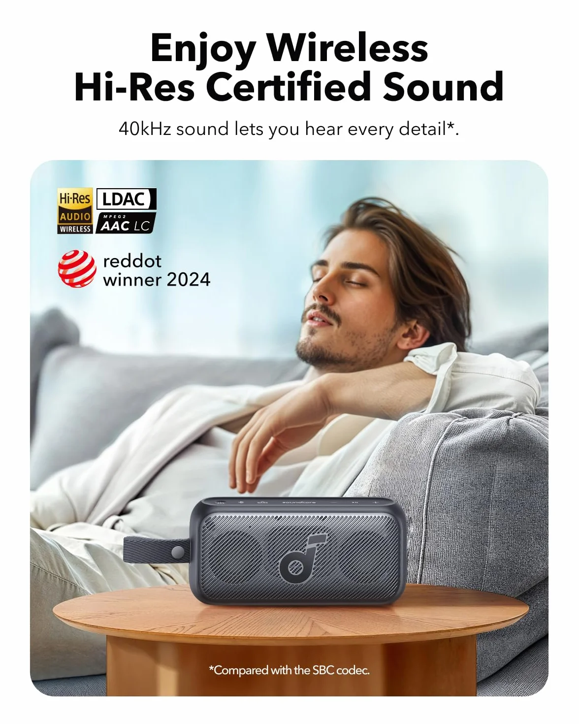 soundcore Motion 300 Bezprzewodowy przenośny głośnik Hi-Res z technologią BassUp, głośnik Bluetooth z technologią SmartTune, dźwięk stereo 30 W, IPX7, do ogrodu i pieszych wędrówek (czarny)