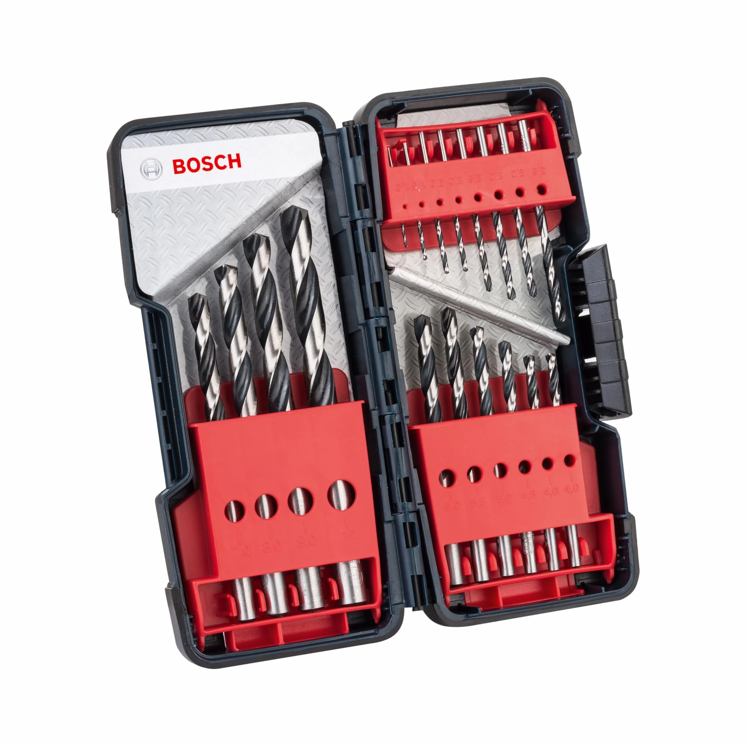 Bosch Professional 18-elem. zestaw wierteł krętych HSS PointTeQ (do Stal, Żeliwo, ToughBox, Ø 1-10 mm, Akcesoria Wiertarki/Wkrętarki)