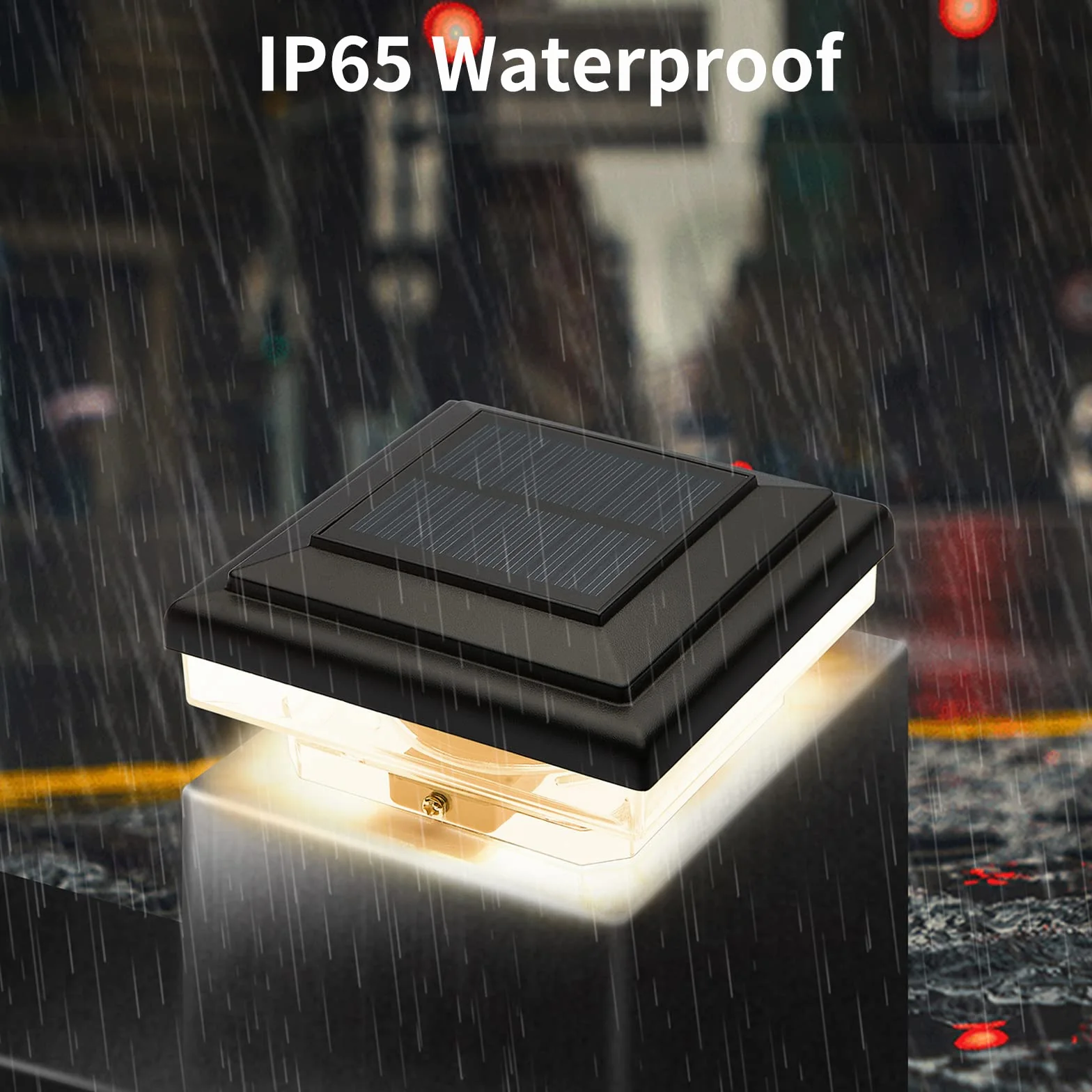 Światło słoneczne do słupków Solarne światło słupka ogrodzenia Solarne światło słupka Lampy solarne dla ogrodzenia zewnętrznego Wodoodporny IP65 ciepły biały 2 sztuki (Black)