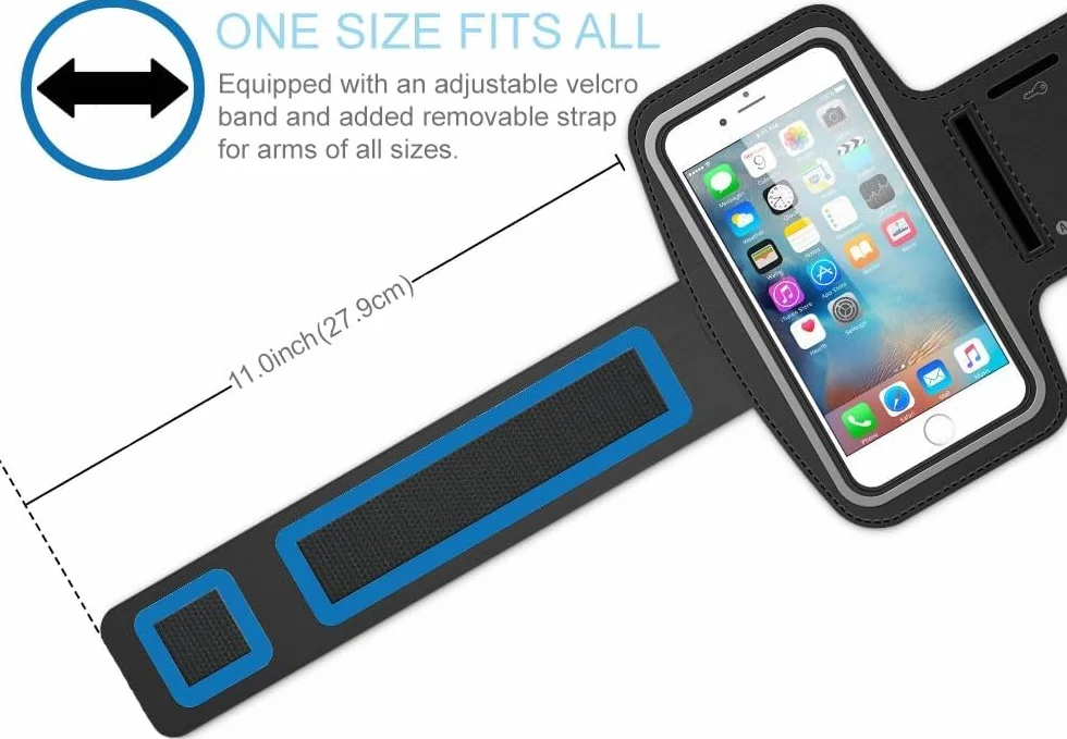 MMOBIEL Opaska sportowa kompatybilna z iPhone 17/17 Pro/16/16 Pro/15/15 Pro Max / 14/14 Pro Max / 13/13Pro/13 Pro Max / 12/12Pro/12 Pro Max / 11/11 Pro Max - 6,8" (czarna) Miękka rozciągliwa