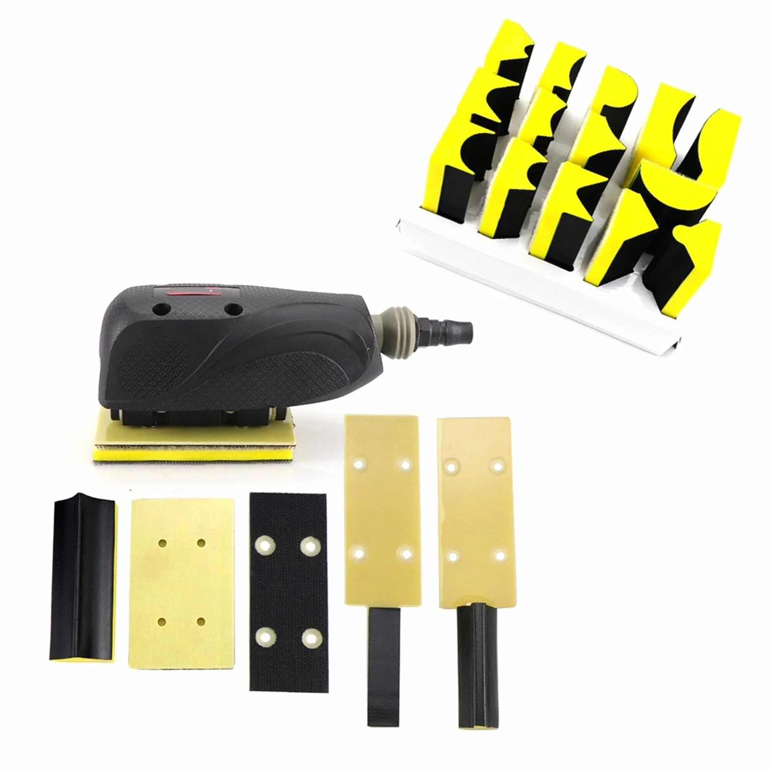 Pneumatyczna orbitalna maszyna do papieru ściernego Szlifierka kwadratowa fabryk Drewniane meble metalowe Szlifowanie i polerowanie,Niskie Wibracje(TA3001 14PCS)