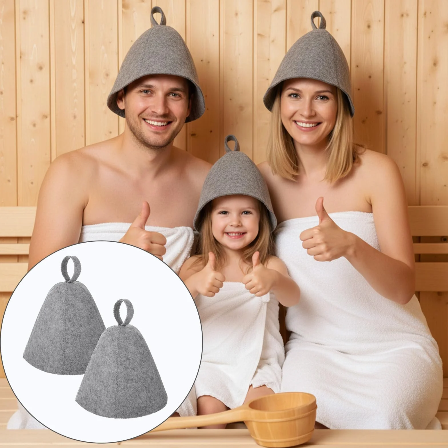 Lusofie 2 szt. filcowa wełniana czapka do sauny dla kobiet mężczyzn - z wiszącą pętlą czapka do sauny do spa - izolacyjne nakrycie głowy do łaźni parowej banya