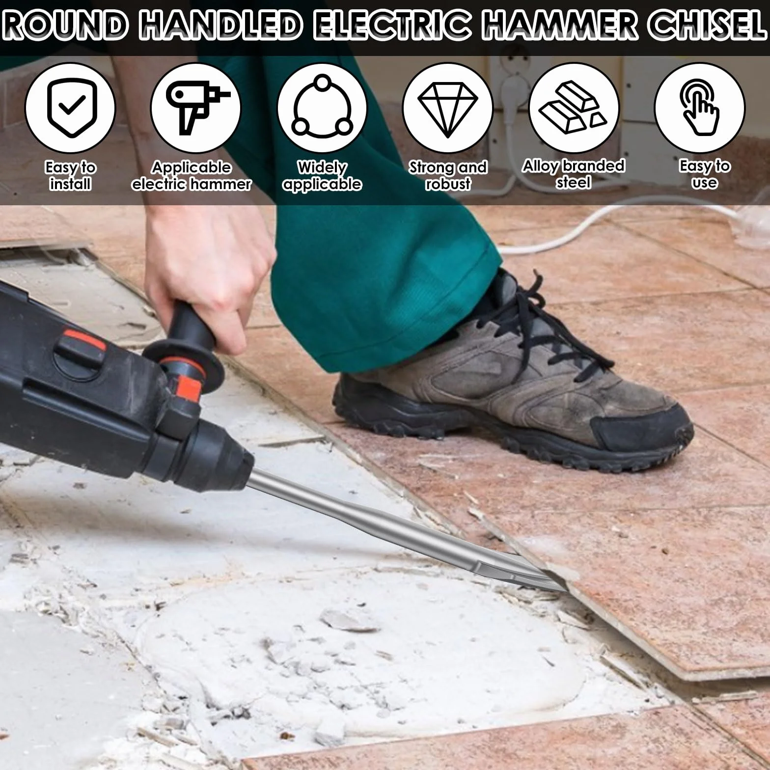 SDS Max szufla do błota, 450 x 110 mm, uchwyt SDS Max, do wiertarki, młotowiertarki, dłuta, walizka z tworzywa sztucznego, może być używana do kopania żwiru, zamarzniętego podłoża i asfaltu (1