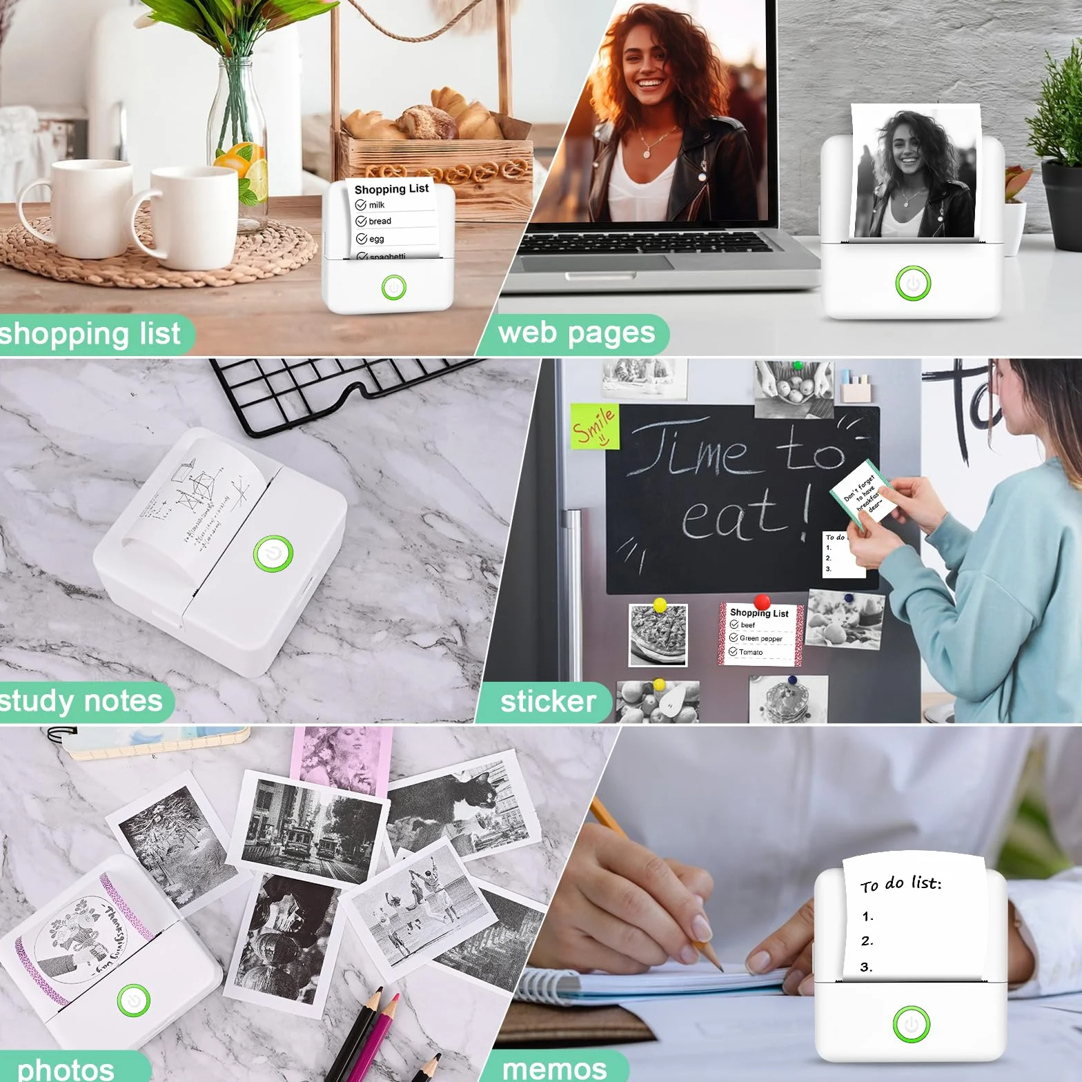 GuKKK Mini drukarka fotograficzna bezprzewodowa termiczna Bluetooth 13 rolek papieru 5 kredek