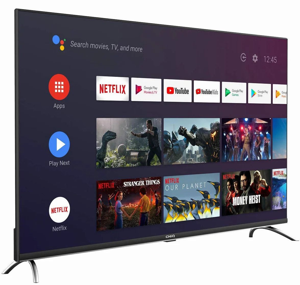 CHIQ U50H7A, 50", Android Smart TV, UHD, 4K, WiFi, Bluetooth, Google Assistant, Netflix, Prime Video, 3 HDMI, 2 USB