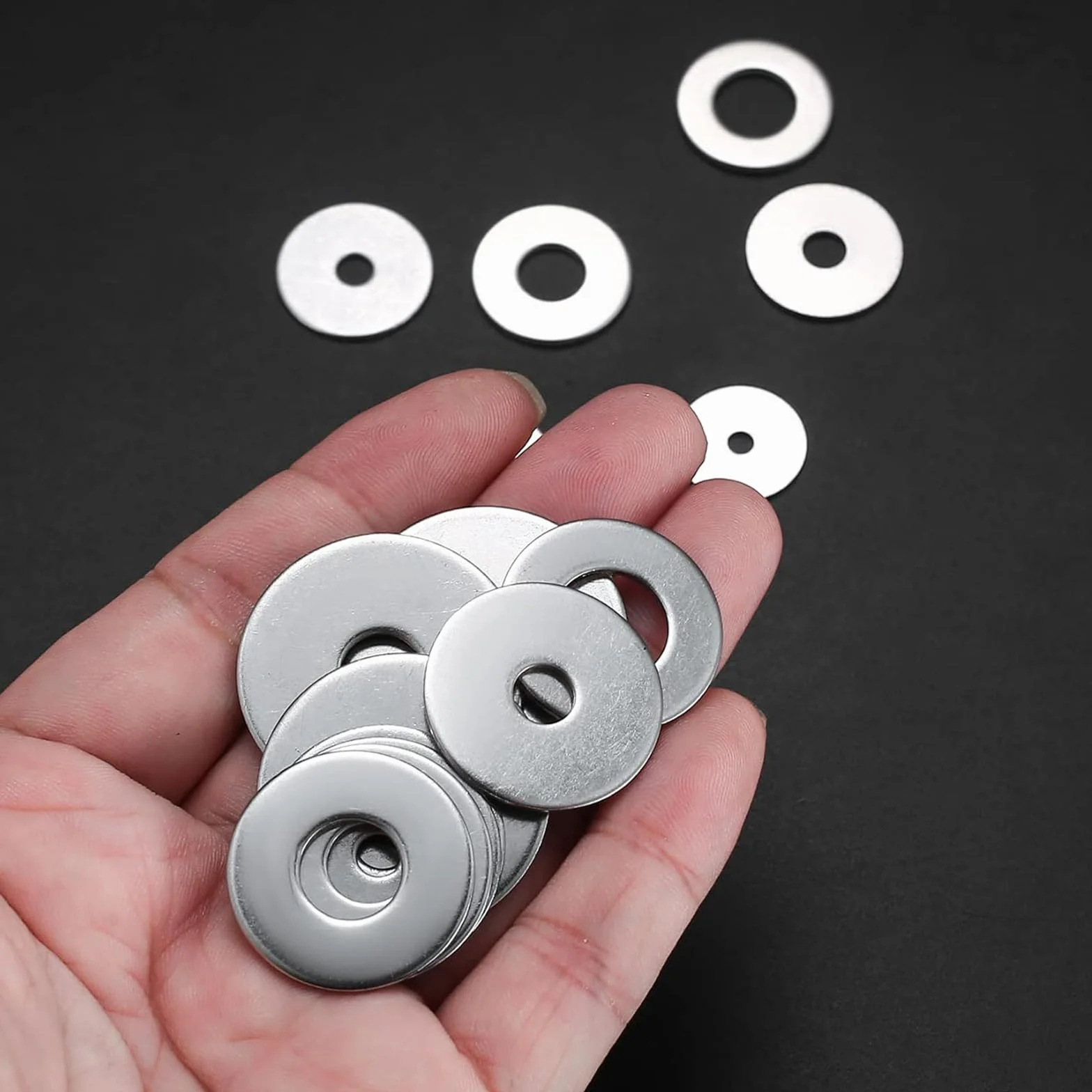 ORTAVA 50 sztuk podkładek M6, M6 × 12 mm, podkładki ze stali nierdzewnej, A2 V2A 304, podkładki DIN125, nierdzewne płaskie podkładki do śrub, nakrętek i pręta gwintowanego (srebrne)