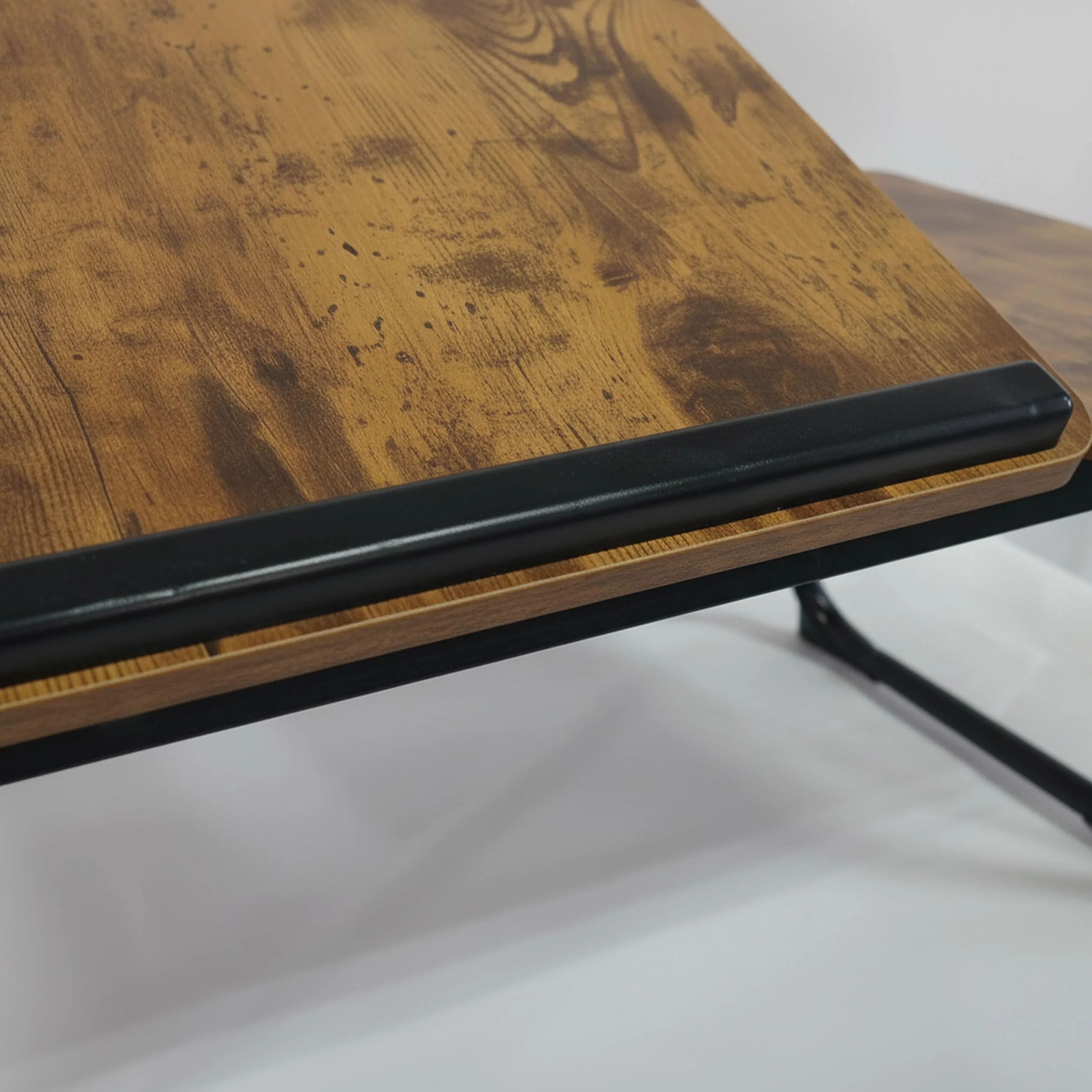 Relaxdays Składany Stolik Pod Laptopa do Łóżka z Regulacją Wysokości, Metal, Ciemnobrązowy/Czarny