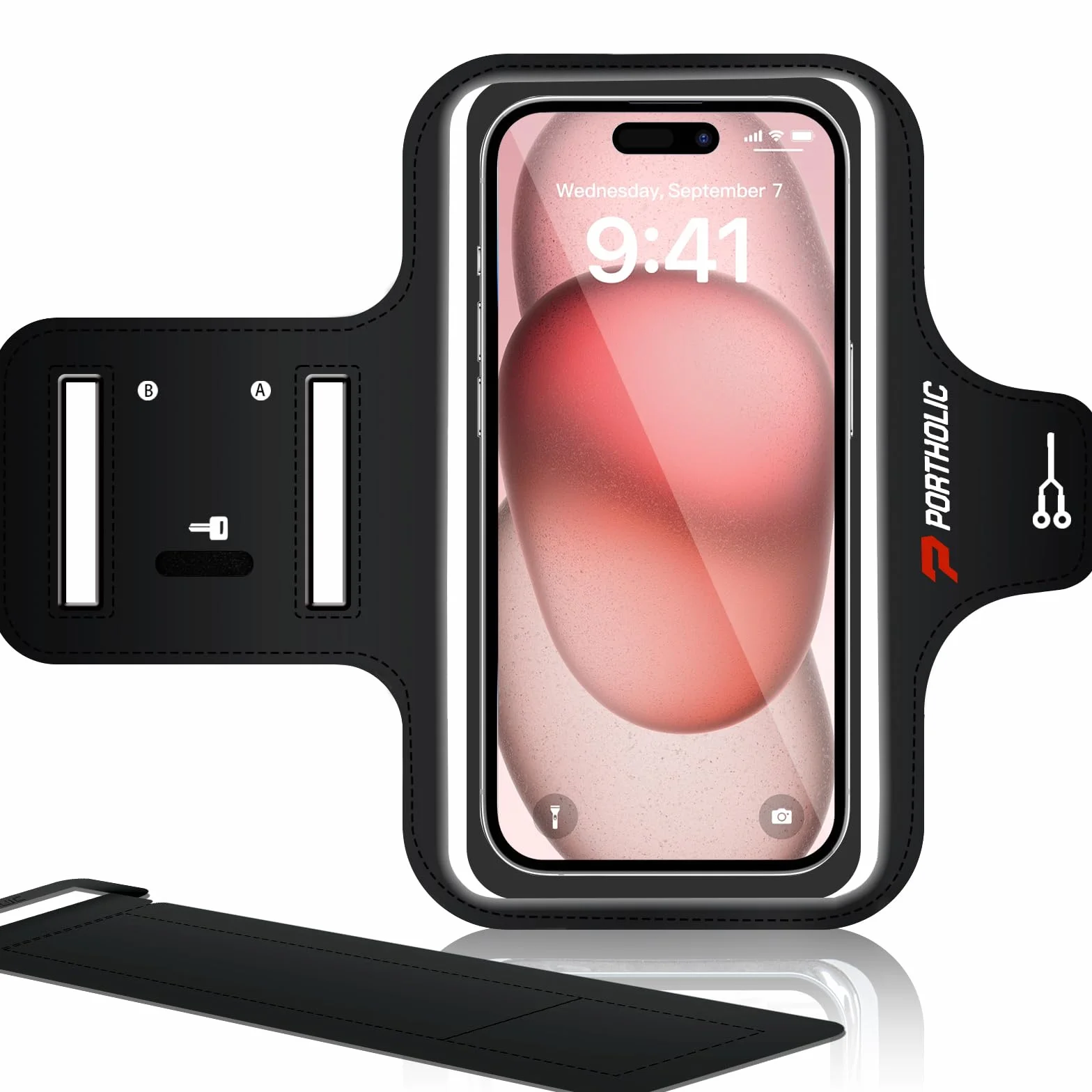 PORTHOLIC Sportowa bransoletka na rękę do iPhone 15/14/13/12/11, Samsung Galaxy S24/S23/S22, Huawei P60/P50, Xiaomi, odporna na pot