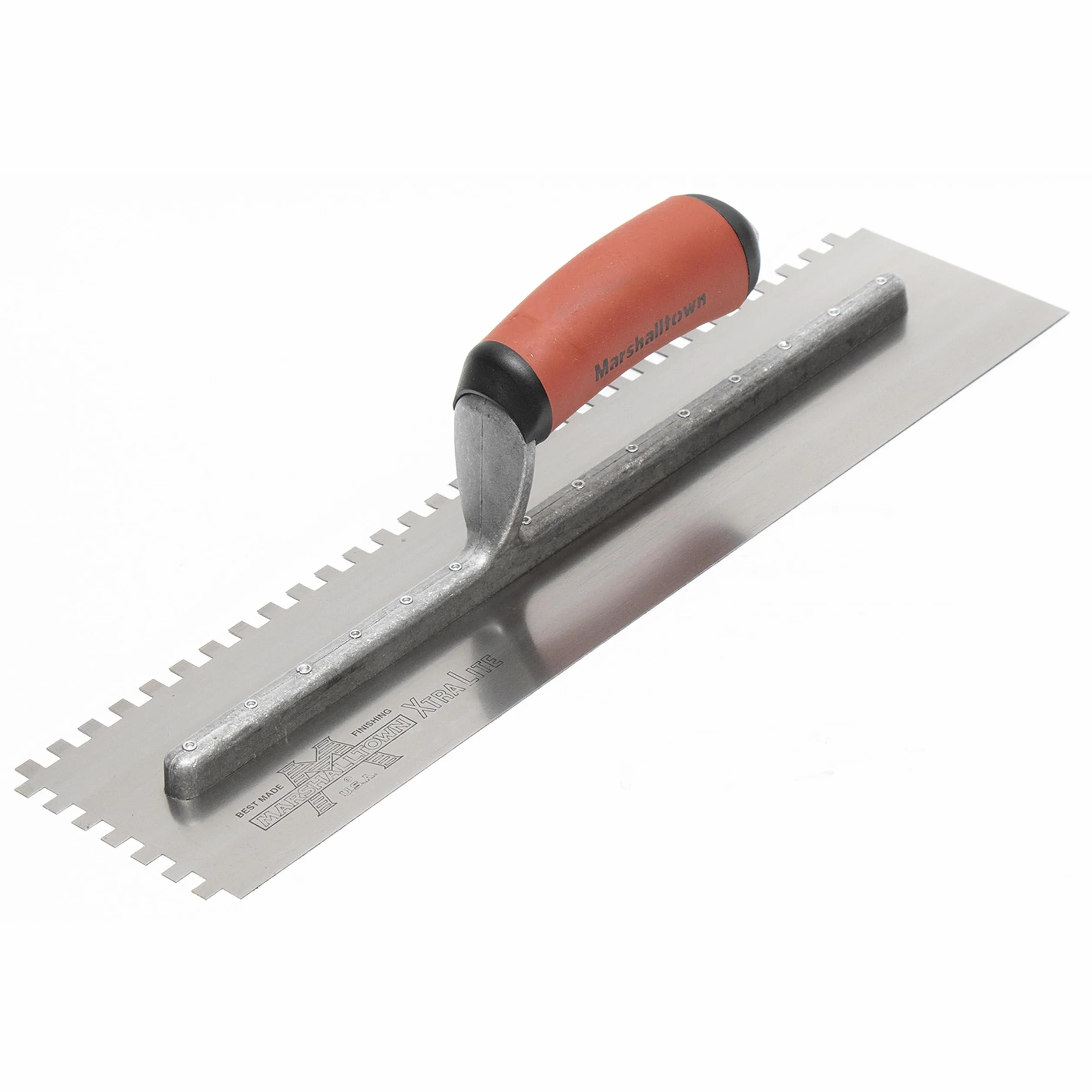 Marshalltown Paca zębata dwustronna, nacięcie: SQ-6x6x6 mm z uchwytem DuraSoft, wykonana ze stali, do glazury, rozmiar: 279x114 mm