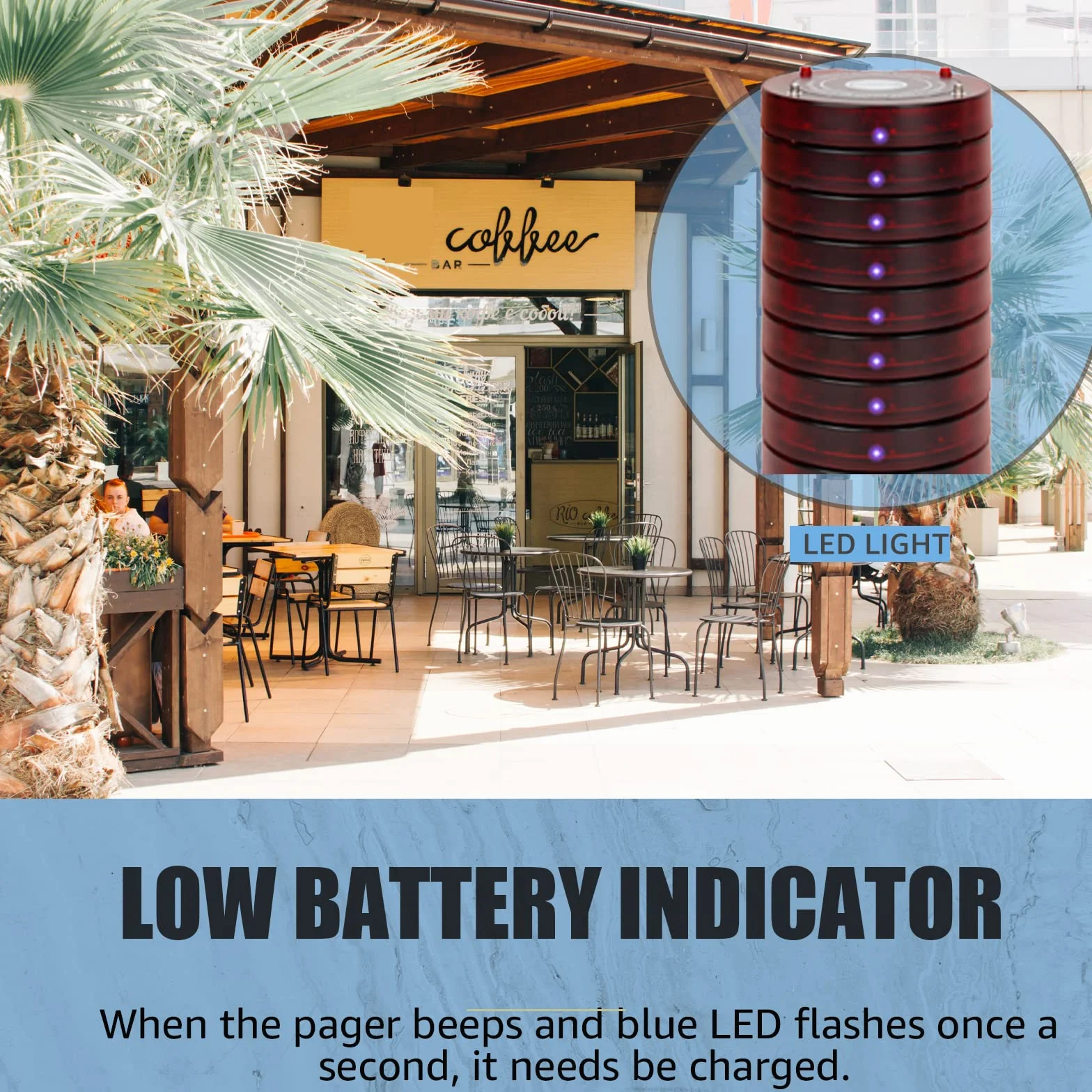 Retekess TD165 Pager Buzzer Restauracji, 999 Kanałów, Zasięg 300m, 10 Podstawek Akumulatorów, 3 Tryby Połączeń
