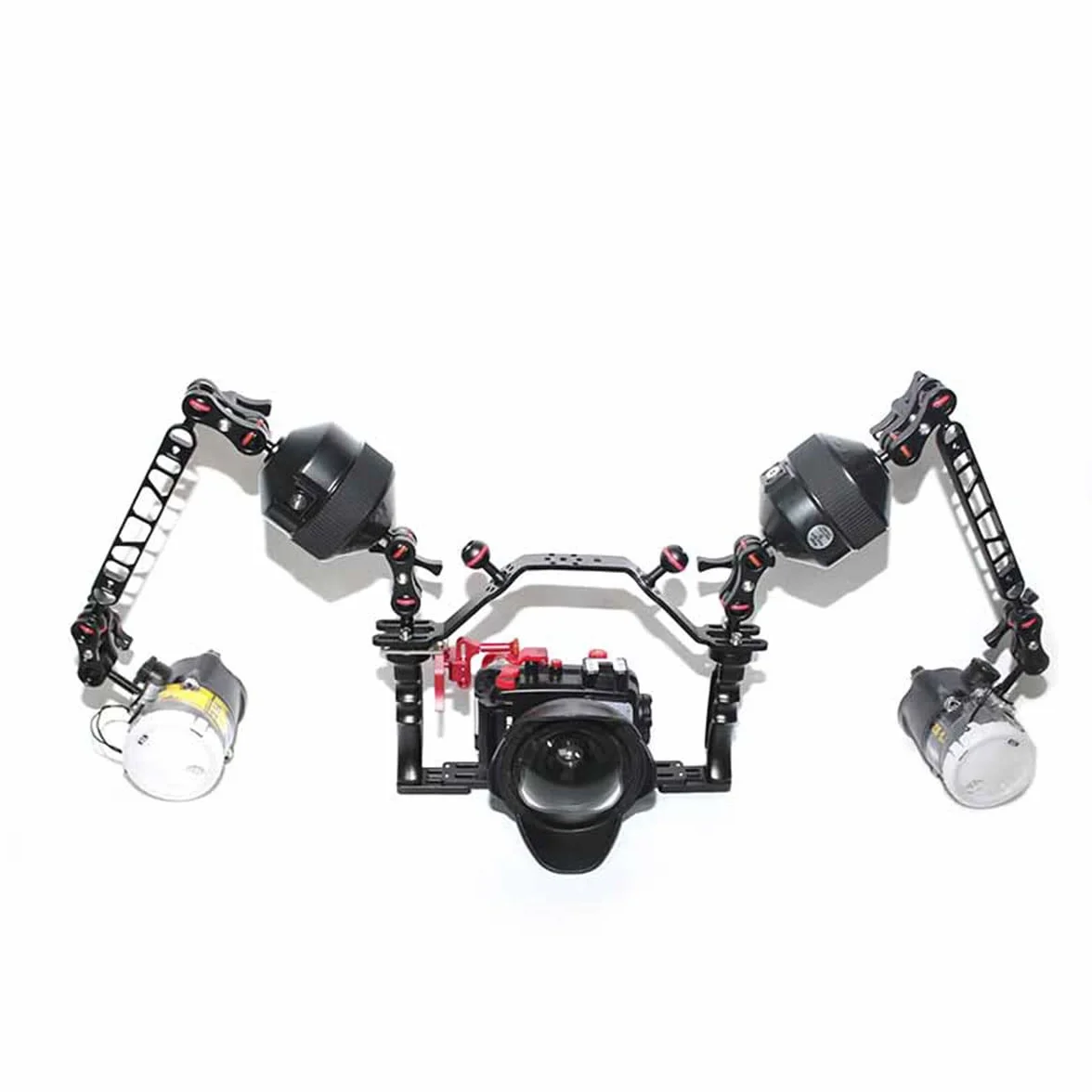 nitescuba NS10-H uchwyt obudowy kamery podwodnej materiał aluminiowy z dodatkowymi dwoma mocowaniami kulowymi i adapterem do montażu na statywie do GoPro Nadaje się do obudowy nuaticam i tacy NS10