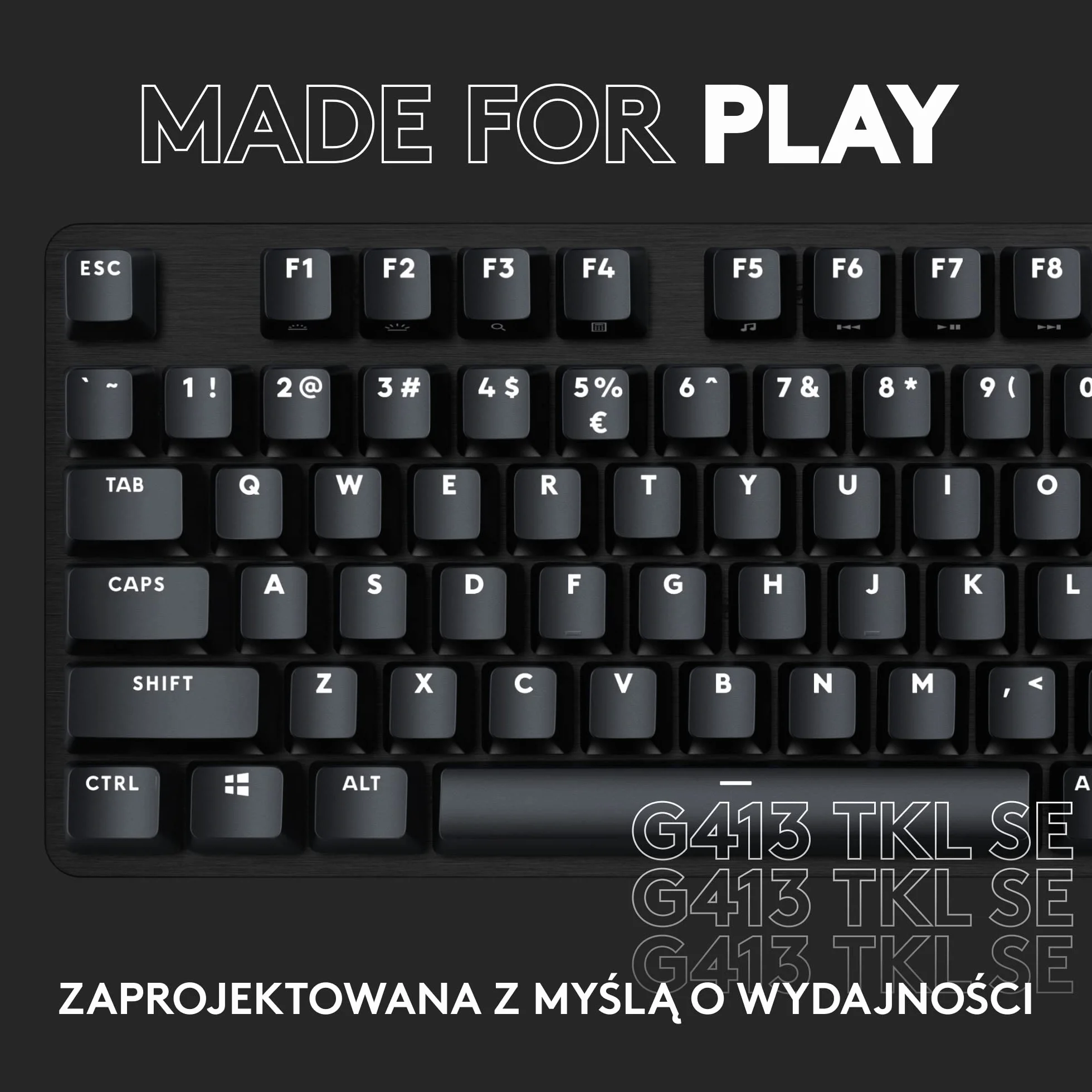 Logitech G G413 TKL SE klawiatura mechaniczna dla graczy z przełącznikami dotykowymi Anti-Ghosting QWERTY US Czarny