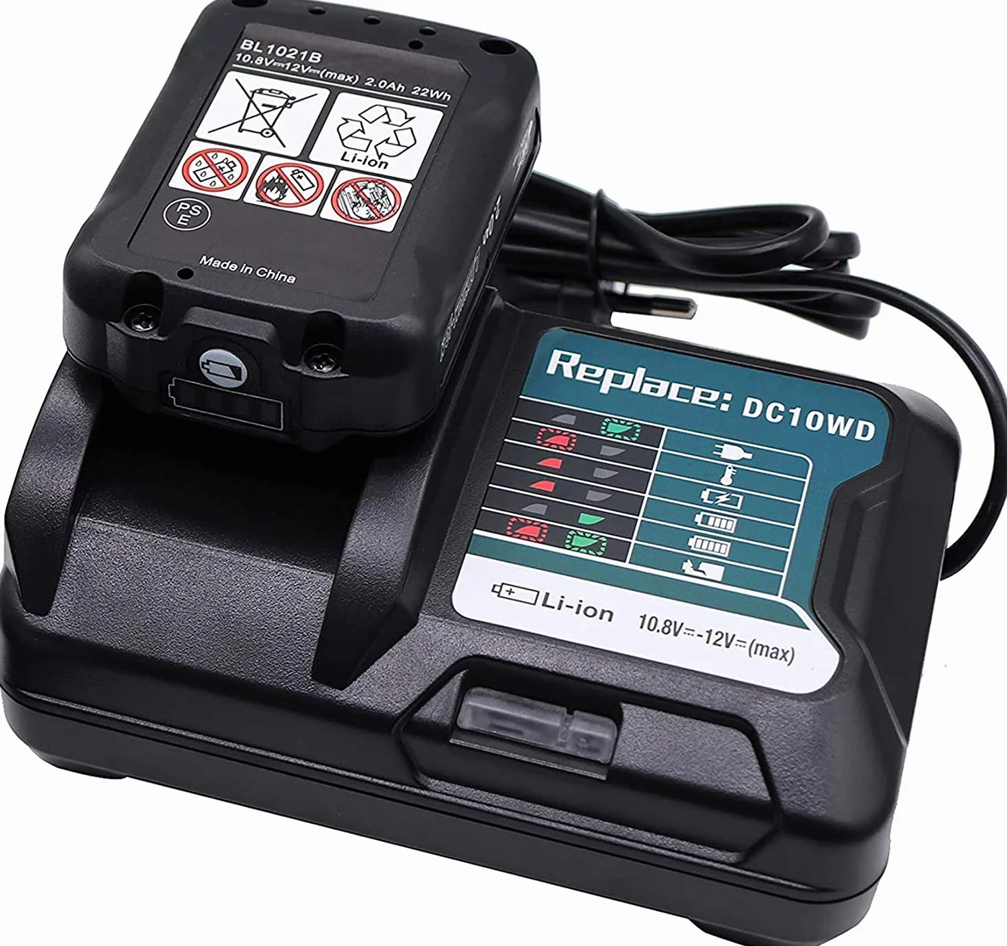 Ładowarka zamienna DC10WD do akumulatora Makita 10,8 V/12 V DC10WD DC10SB DC10WC BL1015 BL1016 BL1020B BL1040B BL1021B BL1041B