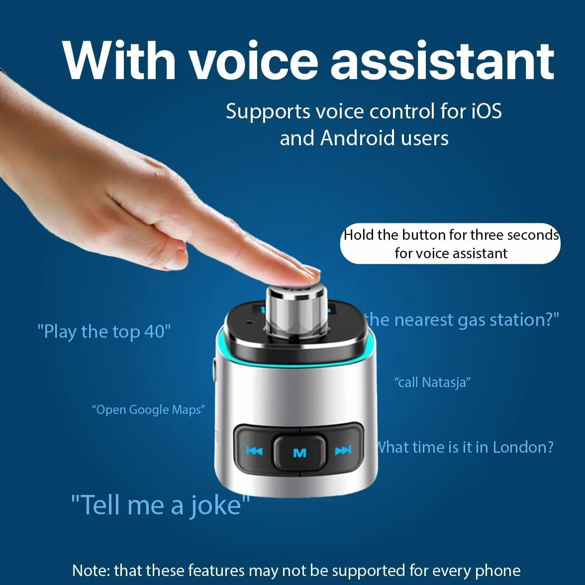 MMOBIEL Samochodowy adapter Bluetooth z nadajnikiem FM QC 3.0 USB-A