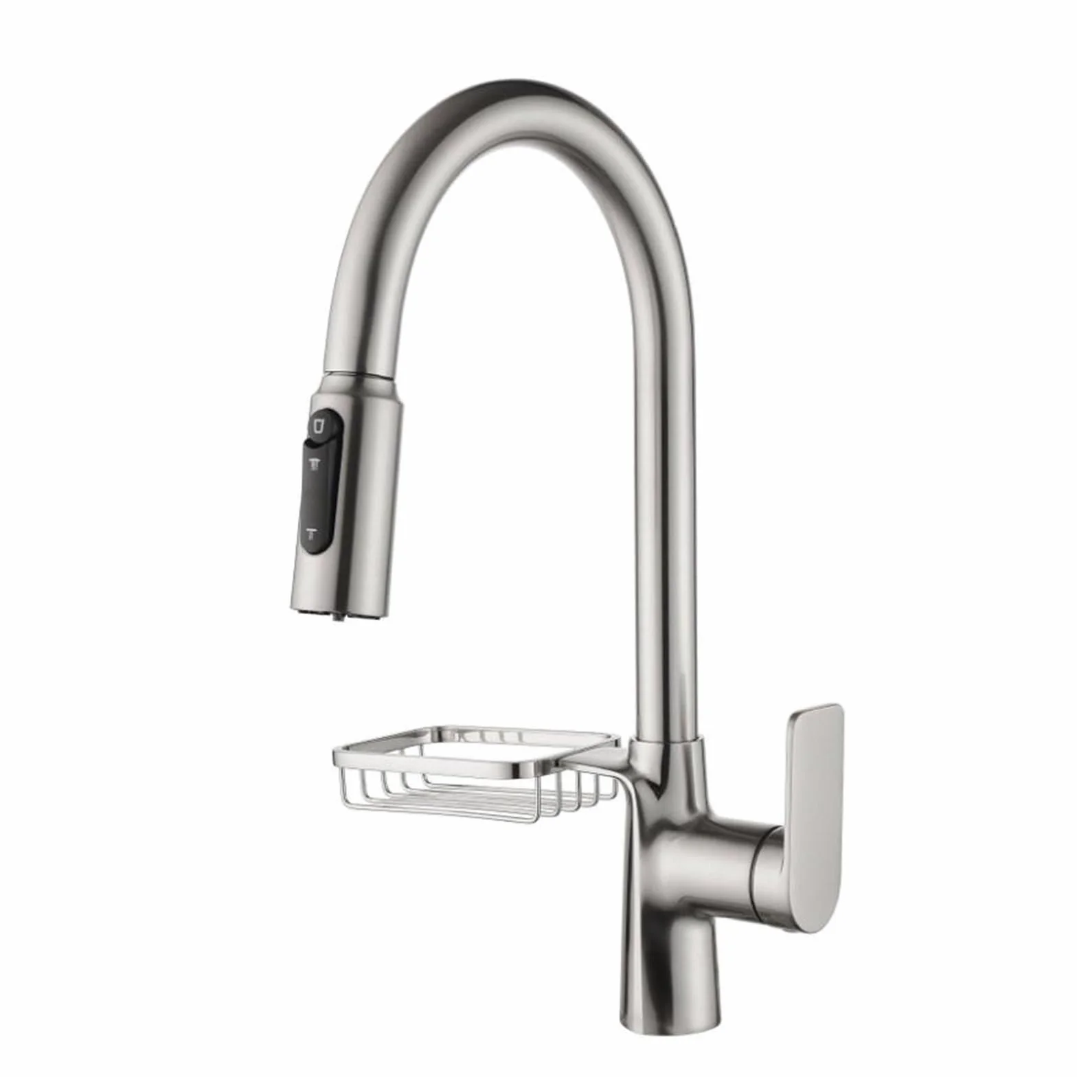 QHQQXN Bateria kuchenna 3-kierunkowa z możliwością przedłużenia, Bateria kuchenna Pojedynczy uchwyt Obrotowy 360° 3 funkcje Dysza Mosiężna bateria kuchenna, szczotkowana