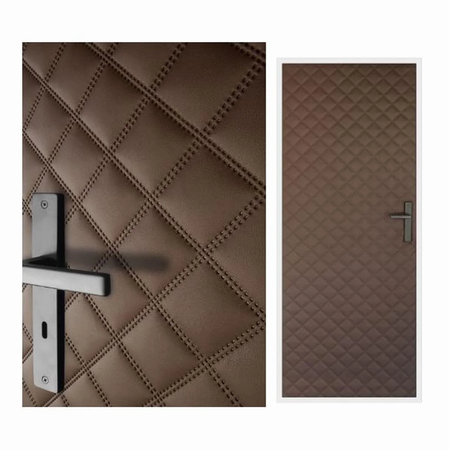 Okładzina 115 x 215 cm, Tapicerka Drzwi, Ochrona Przed Hałasem, Kompletny Zestaw XXL, Izolacja Cieplna, Naprawa Wewnętrzna, Sztuczna Skóra, Pikowanie 7 x 7 cm (Wenge)