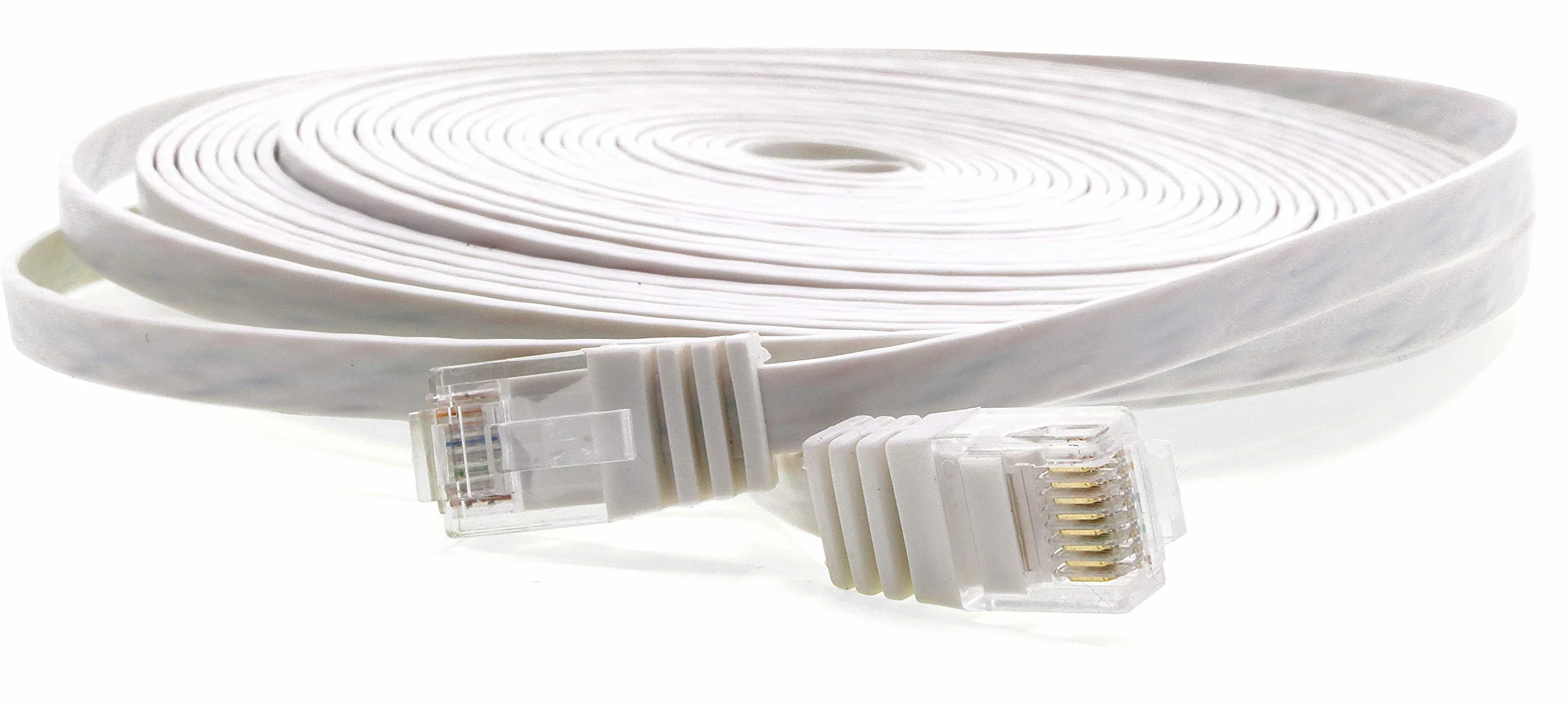 1aTTack.de Kabel płaski CAT5 CAT 5 10 m | biały - 1 sztuka | 10/100/1000 Mbit/s | kabel sieciowy LAN | płaski | wąski | kabel krosowy | wstążka | kabel LAN