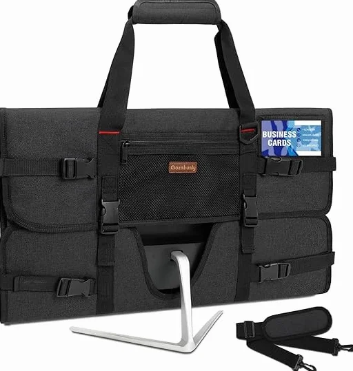 Torba do przenoszenia monitora, kompatybilna z monitorami 24-calowymi/ekranami LCD, torba na monitor z paskiem na ramię i kieszenią na wizytówki (24-czarny)