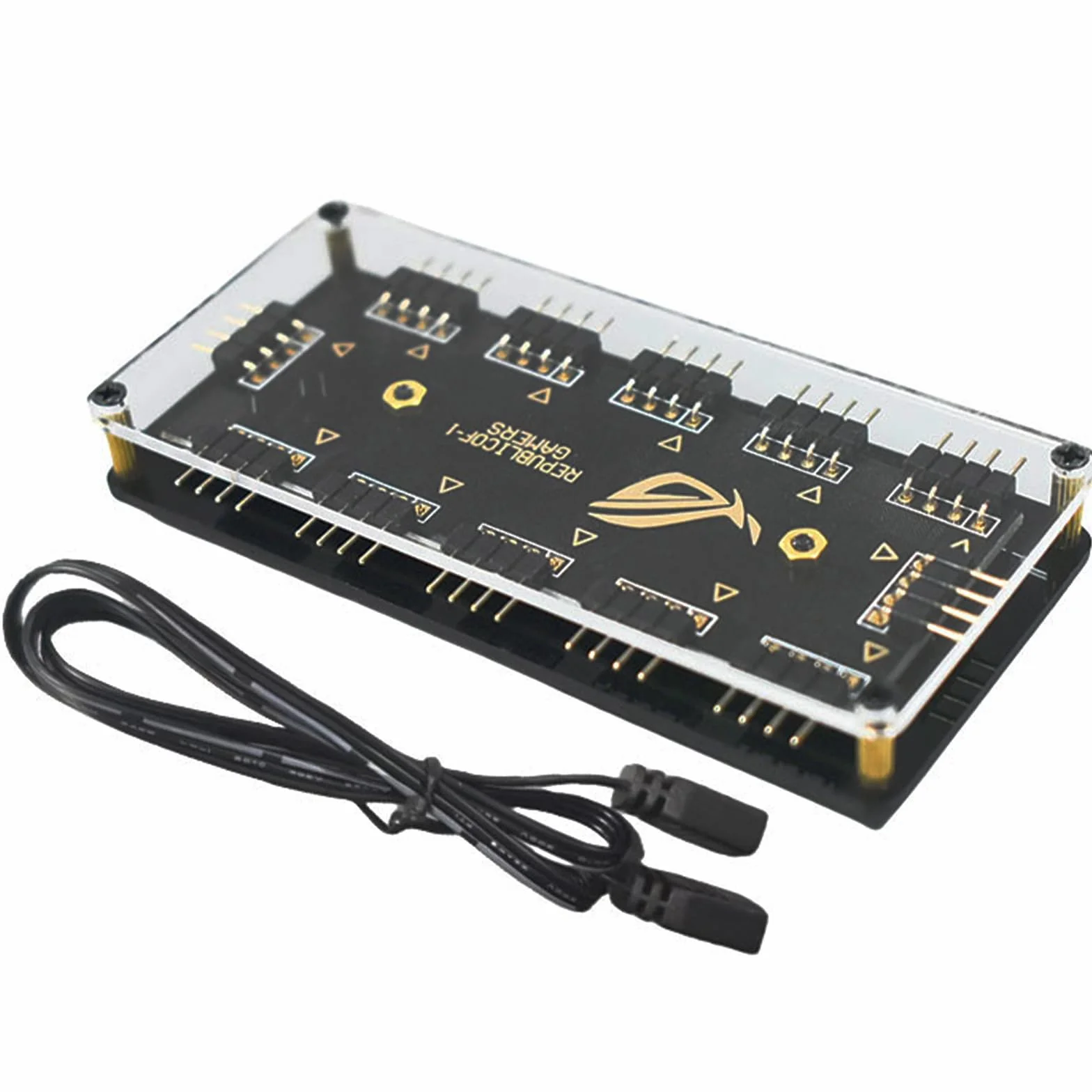 Kontroler RGB HUB 1 do 10 portów 12V 4-pinowy ARGB rozdzielacz z kablem przedłużającym