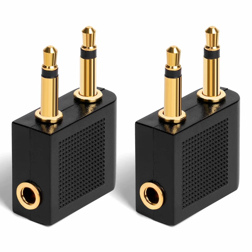 Adaptery do słuchawek lotniczych AXFEE 2 sztuki pozłacane 3,5 mm