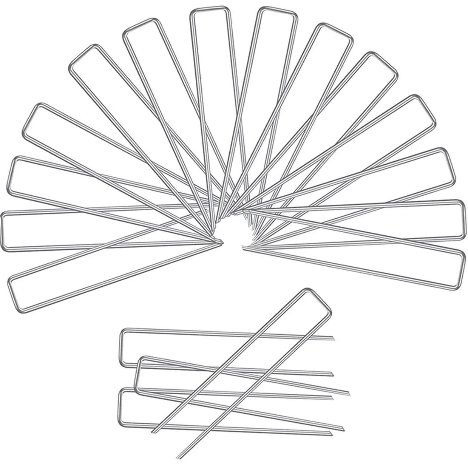 kołki ogrodowe, kołki U， Kołki uziemiające w kształcie litery U, ocynkowane metalowe kołki w kształcie litery U do ogrodnictwa, ocynkowane, z końcówką ściętą