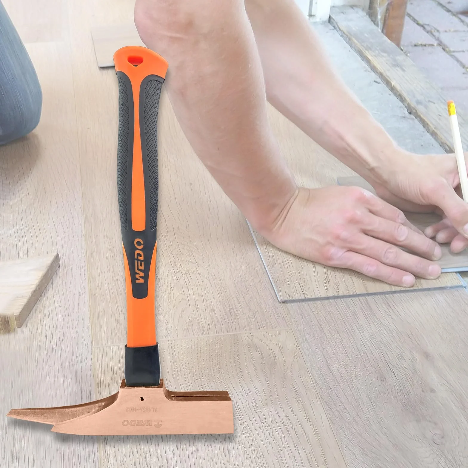 WEDO Młotek stolarski nieparkingowy, bez iskier, miedź berylowa, niemagnetyczna, standard DIN, certyfikat BAM i FM, 600 g x 330 mm