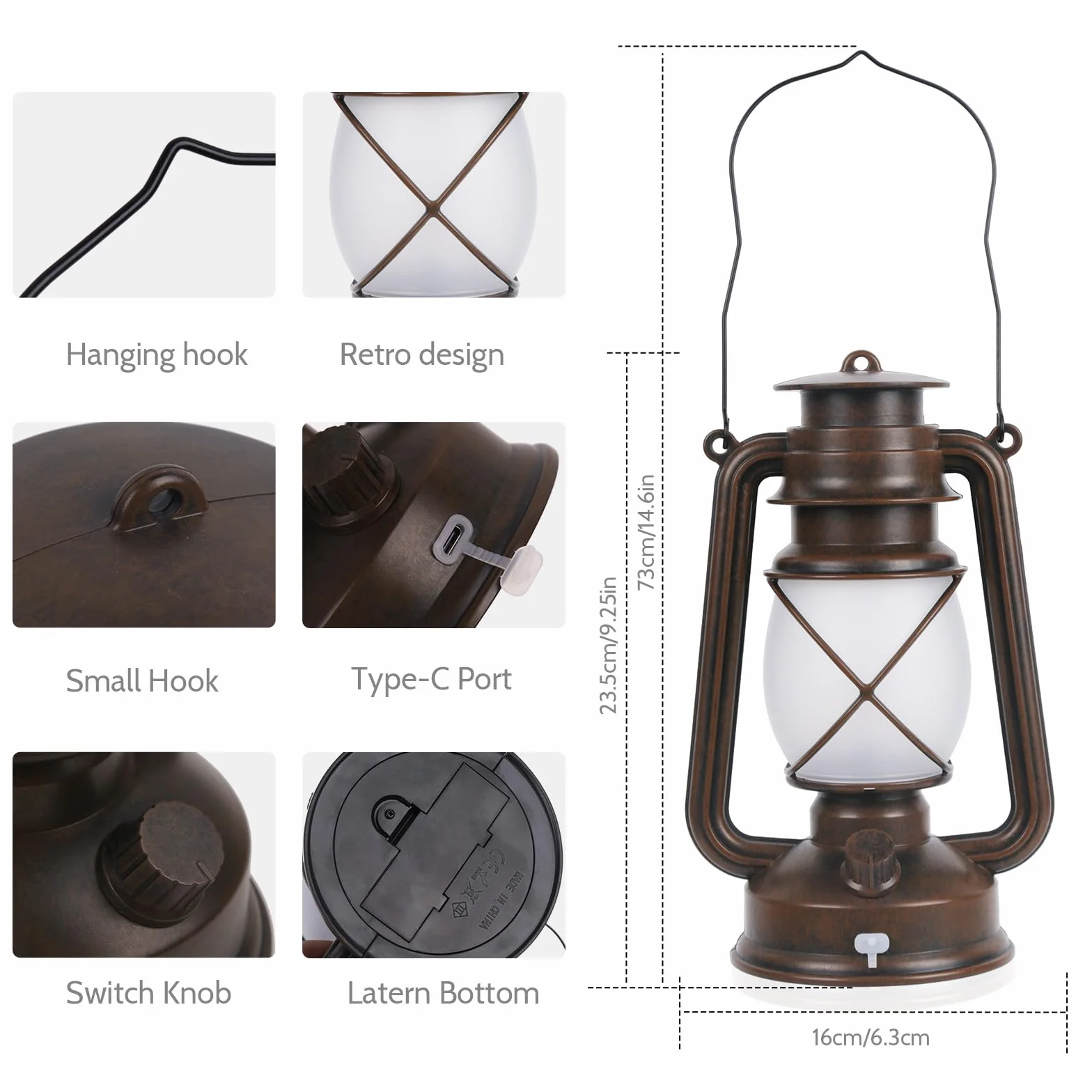 KINGLEAD Latarnie LED w stylu vintage, 4 tryby świecenia, ściemniane, wiszące lampiony LED, wodoodporne, z efektem płomienia, ładowane przez USB, odpowiednie do ogrodu, na Boże Narodzenie, Nowy Rok, 2