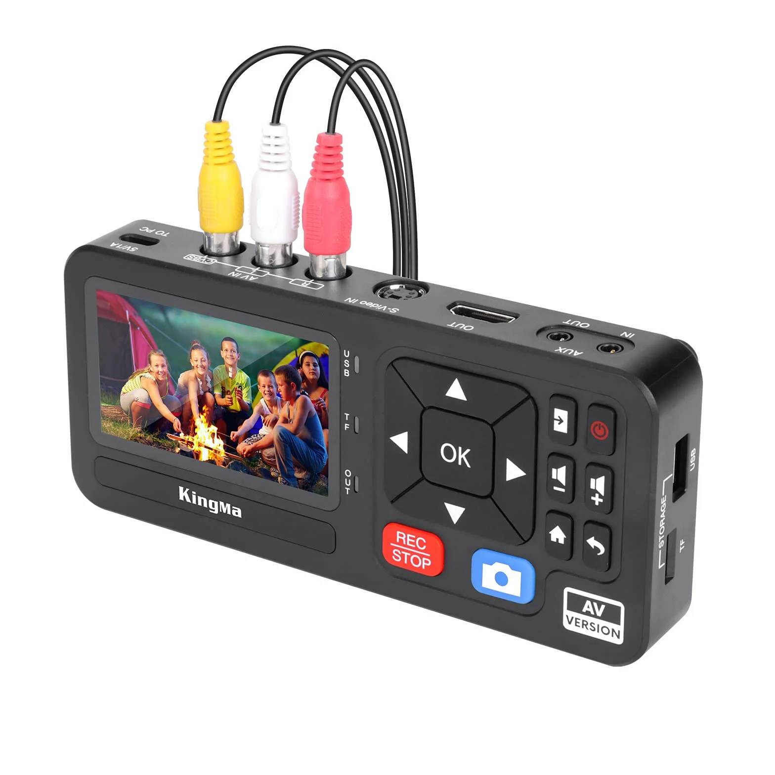 King Ma Digitizer wideo 3-calowy ekran 1080P 30 FPS cyfrowa konwersja VHS RCA VCR DVD Hi8 kamery gry TF SD USB