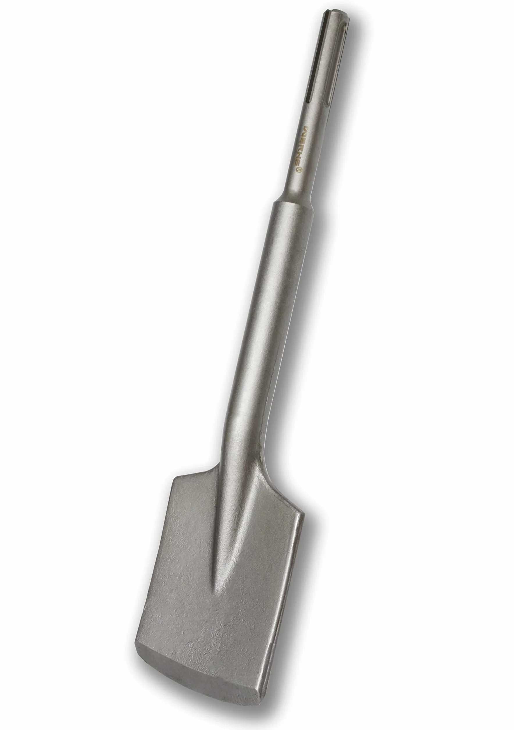 WERHE Dłuto łopatkowe o szerokości 110 mm i długości 450 mm z uchwytem SDS-Max – do spulchniania i kopania w twardych glebach, ziemi, betonie i asfalcie – wykonane ze stali stopowej.