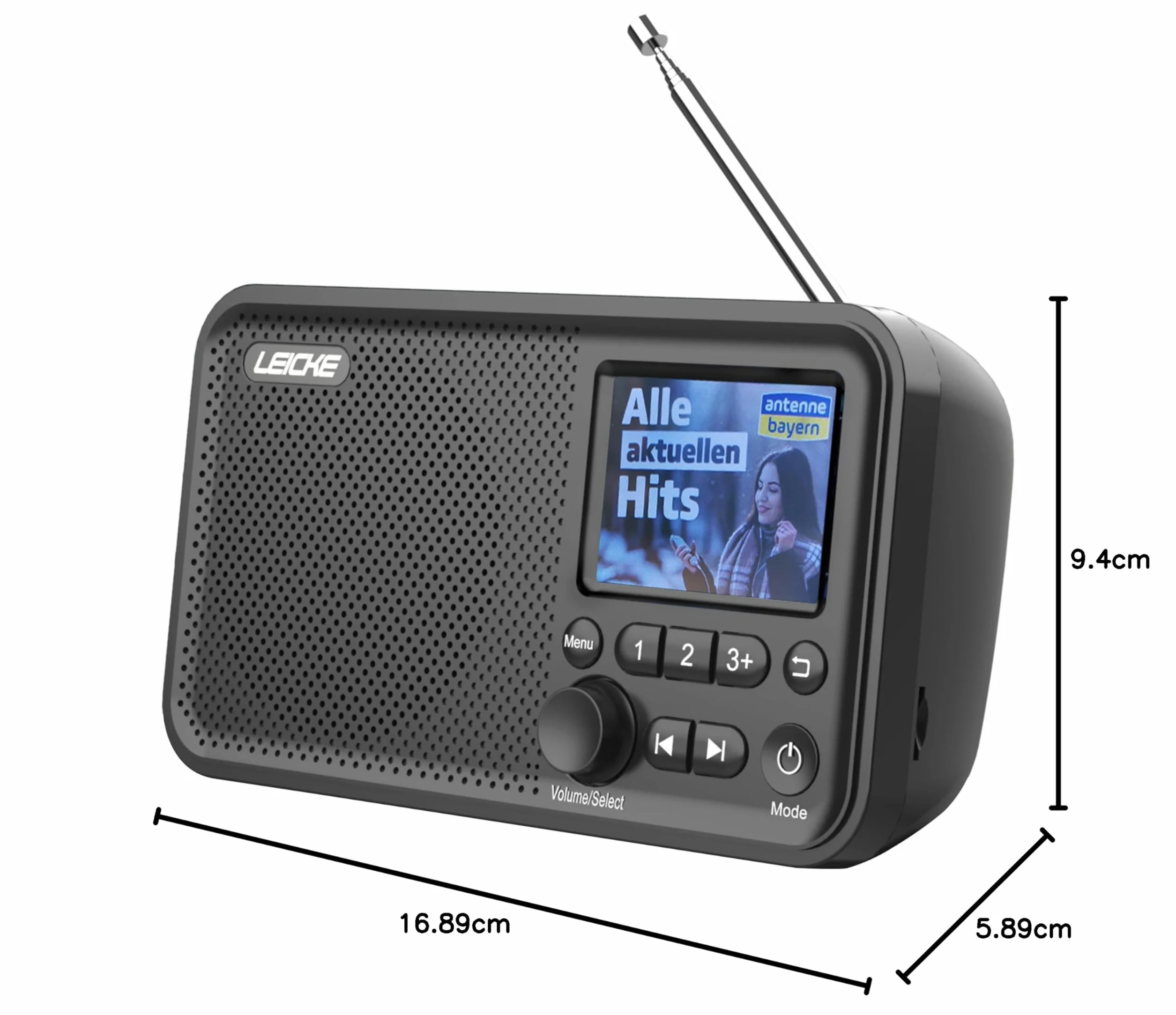 Leicke EP18227 Radio DAB+ Czarny 2000mAh 2.4"