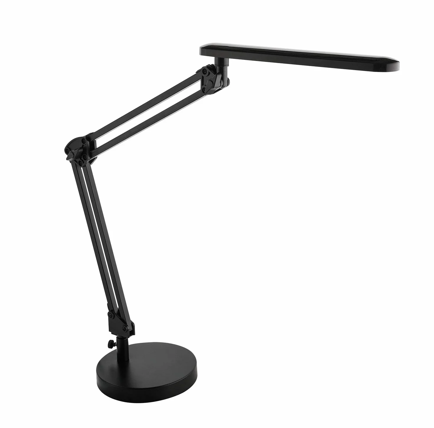 Alco-Albert - lampka biurkowa LED, 20 diod LED, 7 W, czarna | Lampa stołowa z podstawą i regulowanym podwójnym ramieniem do elastycznego ustawiania światła w miejscu pracy