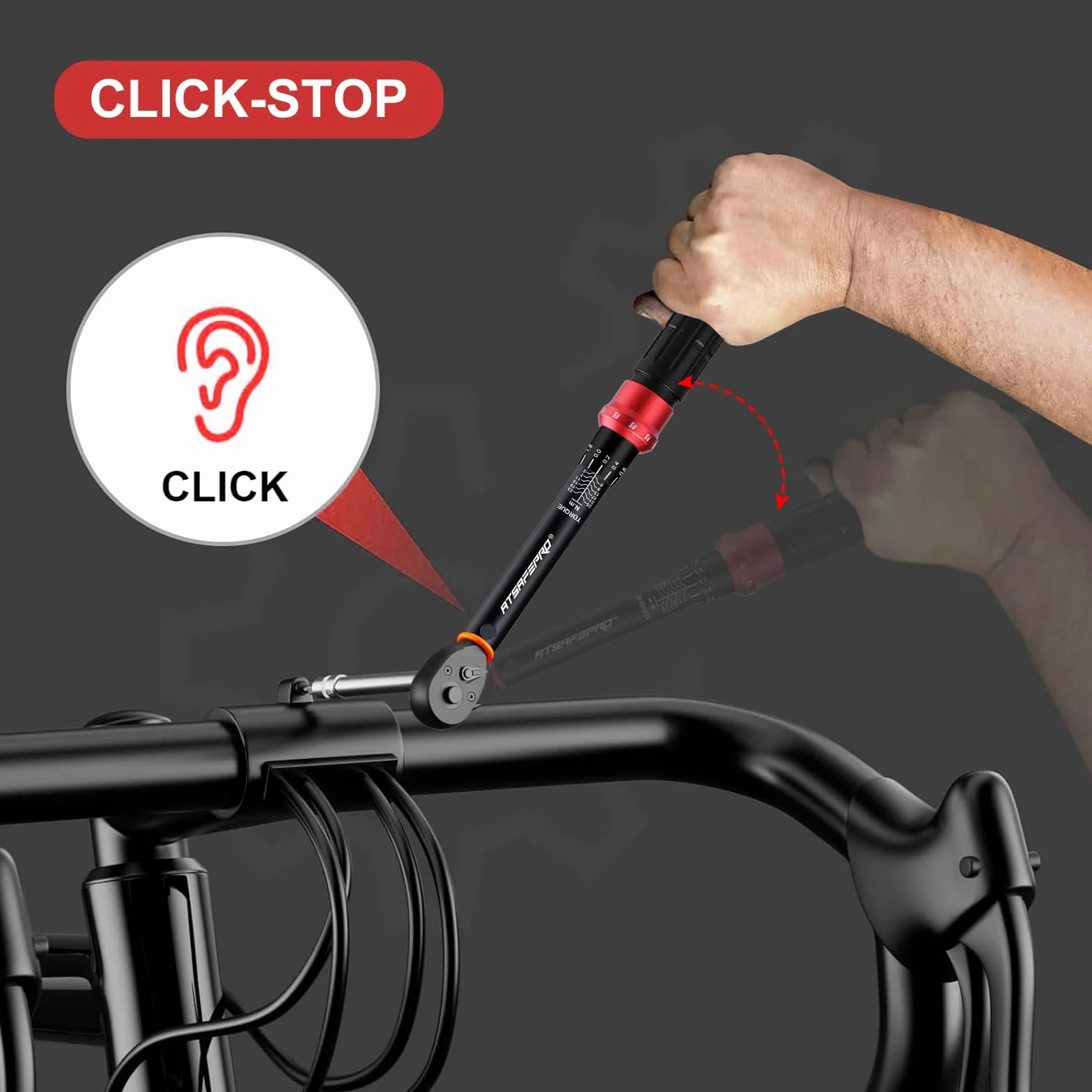 ATsafepro Klucz dynamometryczny rowerowy 1/4 cala 3-25 Nm, 72-zębowy podwójny klucz dynamometryczny, dokładność błędu ± 3% do konserwacji roweru i motocykla