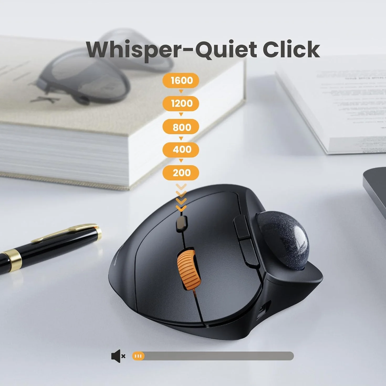 ProtoArc EM04 Bezprzewodowa mysz Trackball, ergonomiczna mysz kulkowa Bluetooth, ładowalna mysz komputerowa, laptop, 3 połączenia urządzeń, kompatybilna z PC, iPad, Mac, Windows, czarna kula
