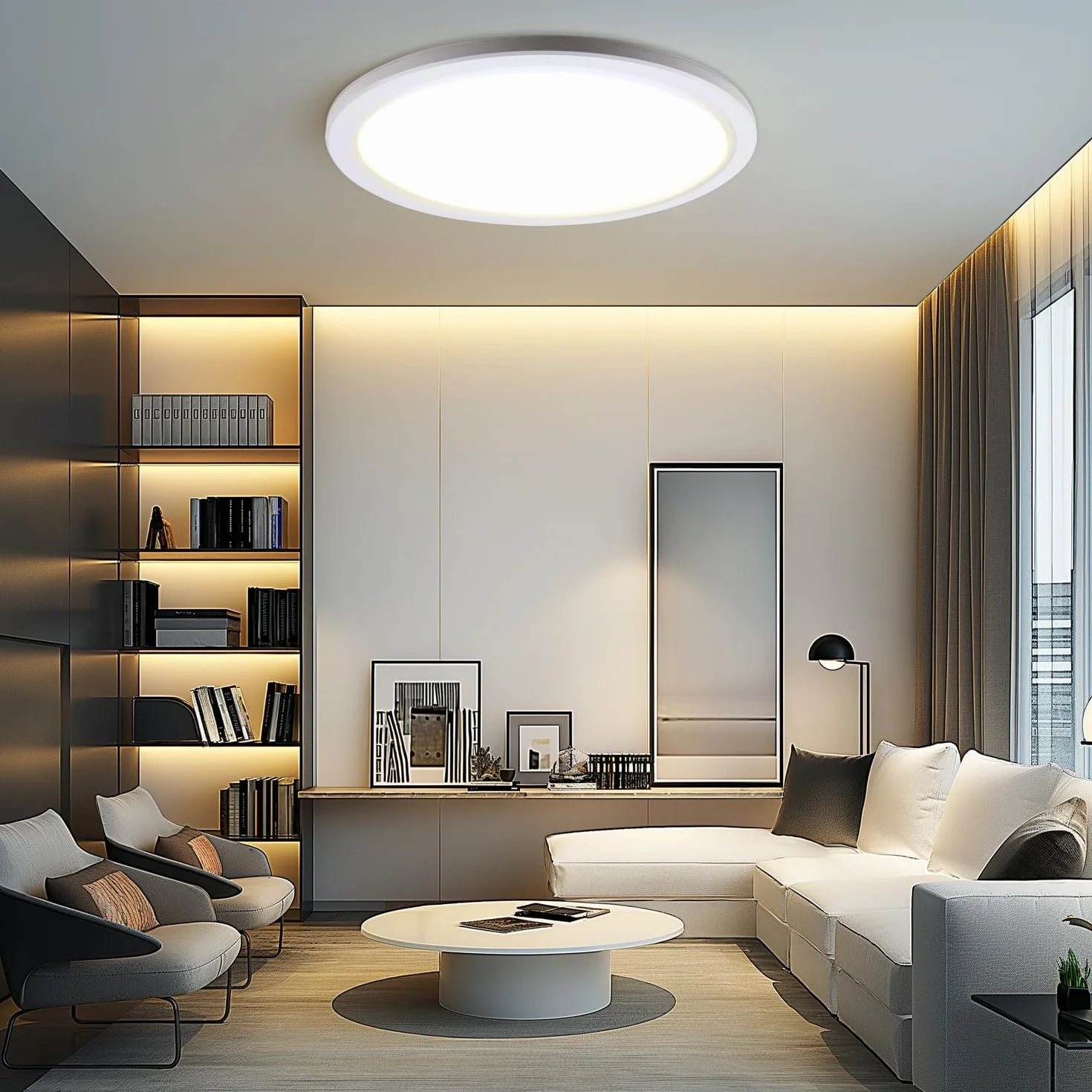 DA LIGHT Płaska lampa sufitowa LED 18 W 2000 lumenów, łazienkowa lampa sufitowa 22 cm IP54 wodoodporna, okrągły panel LED 3000/4000/6000K 3CCT regulowany, do kuchni, korytarza, salonu, sypialni