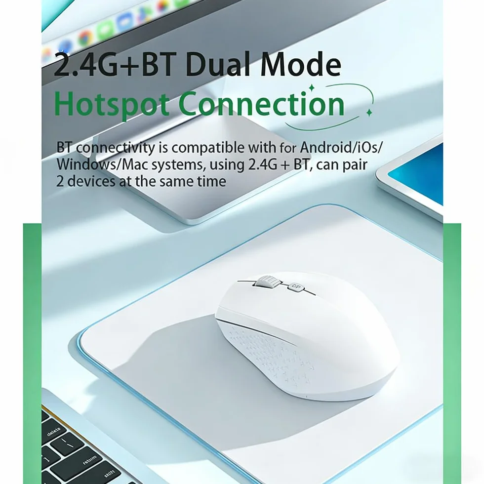 Mysz bezprzewodowa Dual Mode 2,4G USB Bluetooth Ergonomiczna Regulowane DPI 800/1200/1600