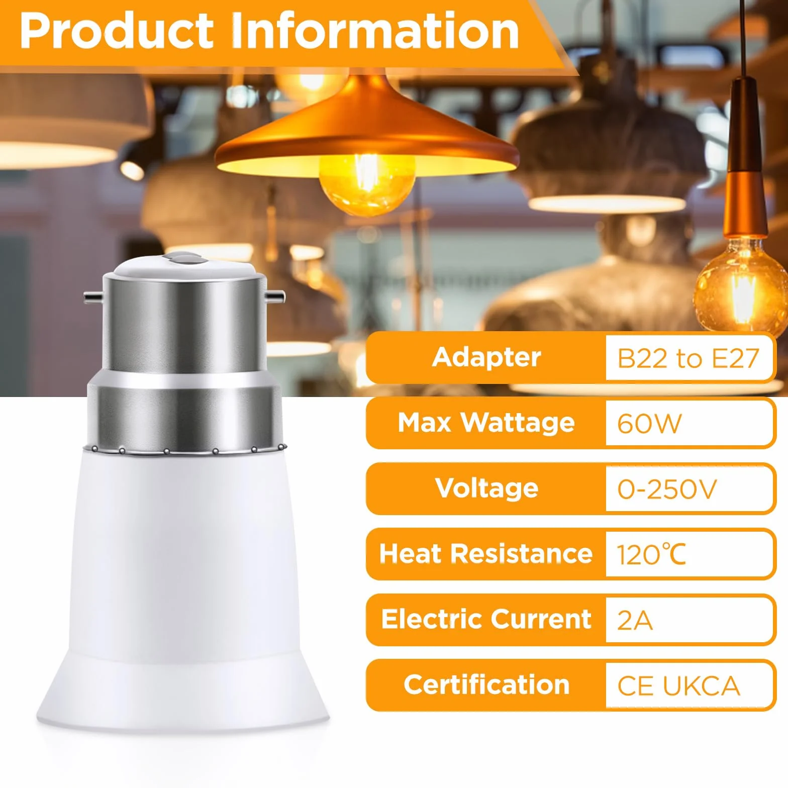 Zestaw 3 sztuk konwertera B22 na E27, adapter podstawy lampy BC na ES, konwerter gniazd do żarówek LED, żarówek żarnikowych i żarówek CFL