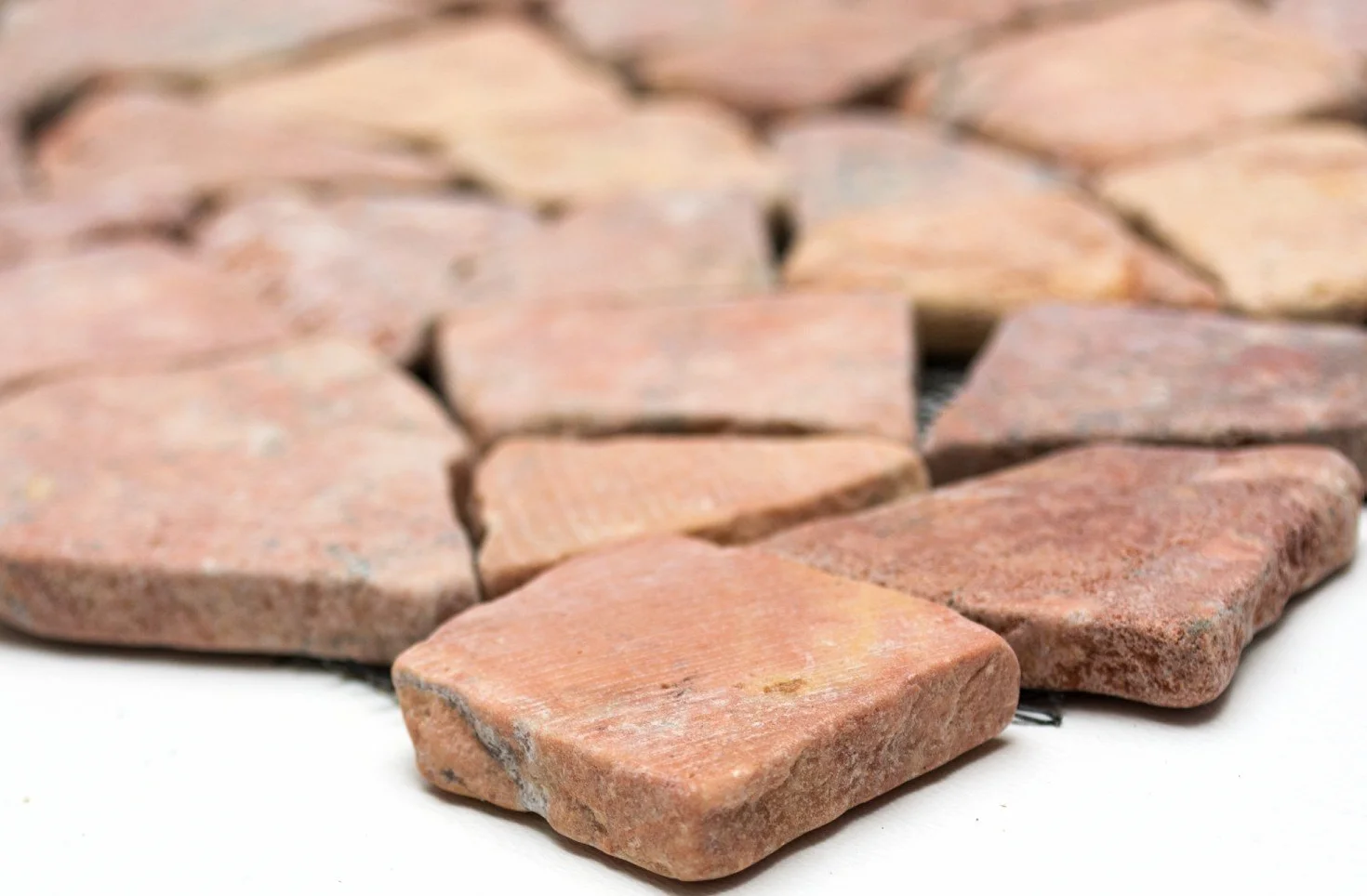 Mosaik-Netzwerk Płytka mozaikowa pęknięcie/Ciot uni Rossoverona marmur kamień naturalny kuchnia, kamień mozaikowy format: 15-69x8 mm, wymiary arkusza: 305x305 mm, 1 arkusz/mata