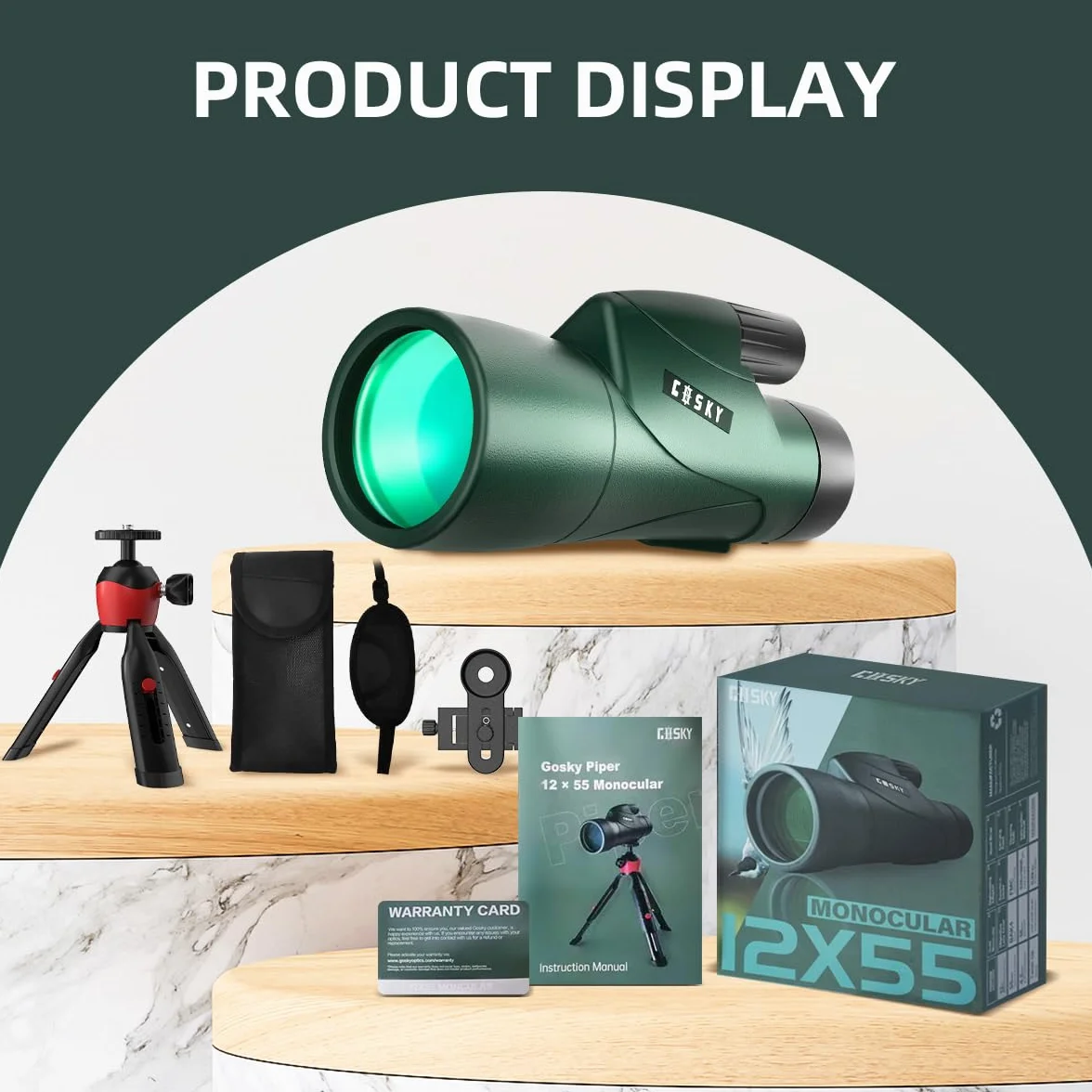 Gosky 12x55 High Definition teleskop monokular BAK4 pryzmat wodoszczelny