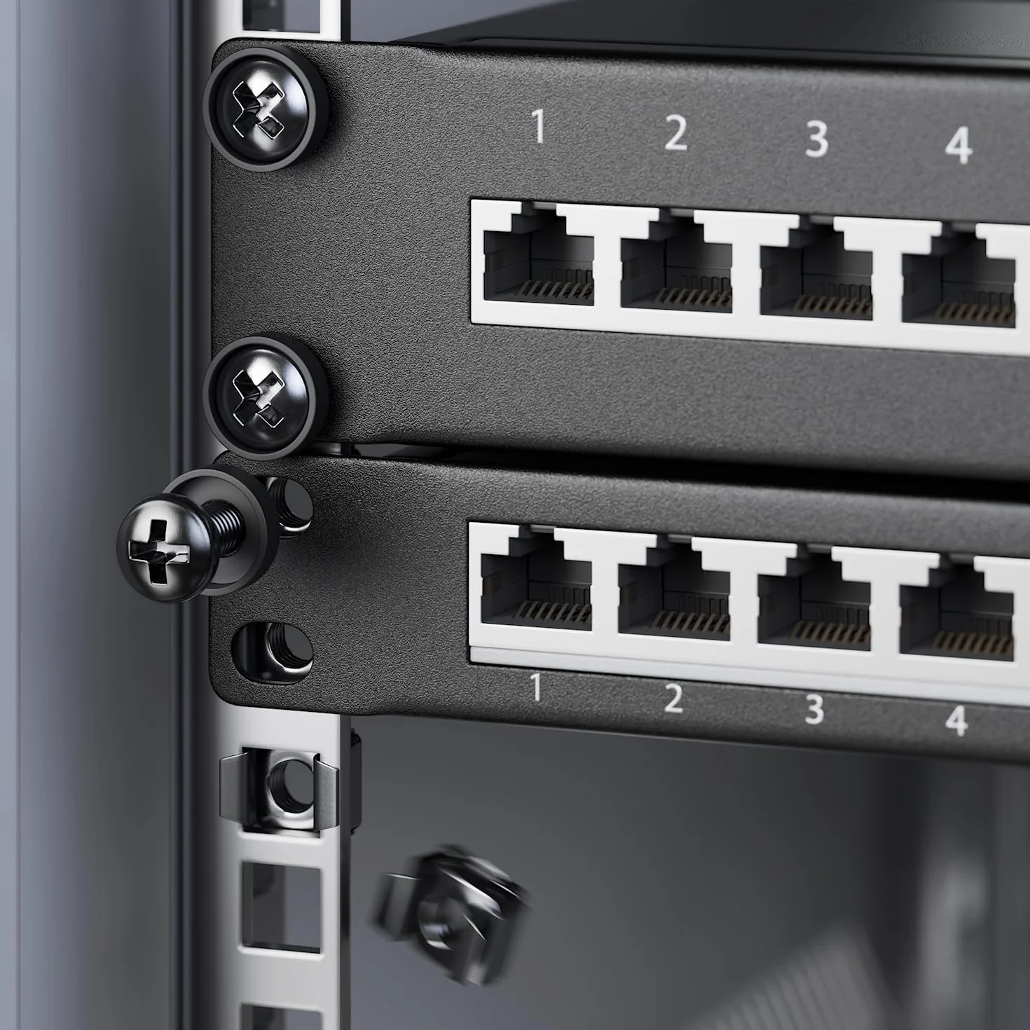 deleyCON [10er Set] M6 Nakrętki Koszykowe & Śruby do 10 Zoll 19 Zoll Szaf Sieciowych IT Racków, Zestaw Montażowy do Szafy Serwerowej Panelu Patch Obudowy Techniki Eventowej - Czarny
