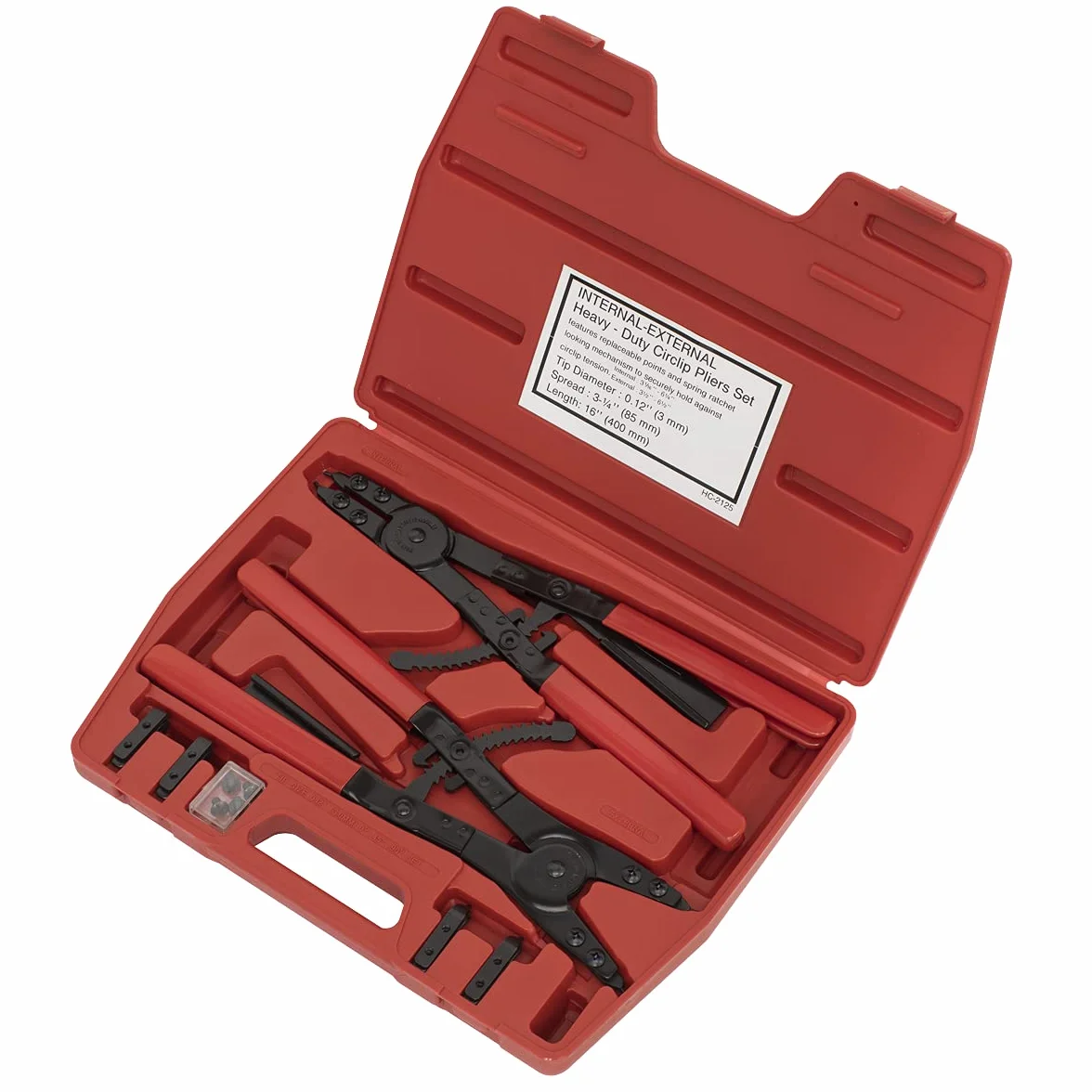Sealey Ak8501 Zestaw szczypiec do pierścieni osadczych wewnętrzne/zewnętrzne 400 mm wytrzymałe