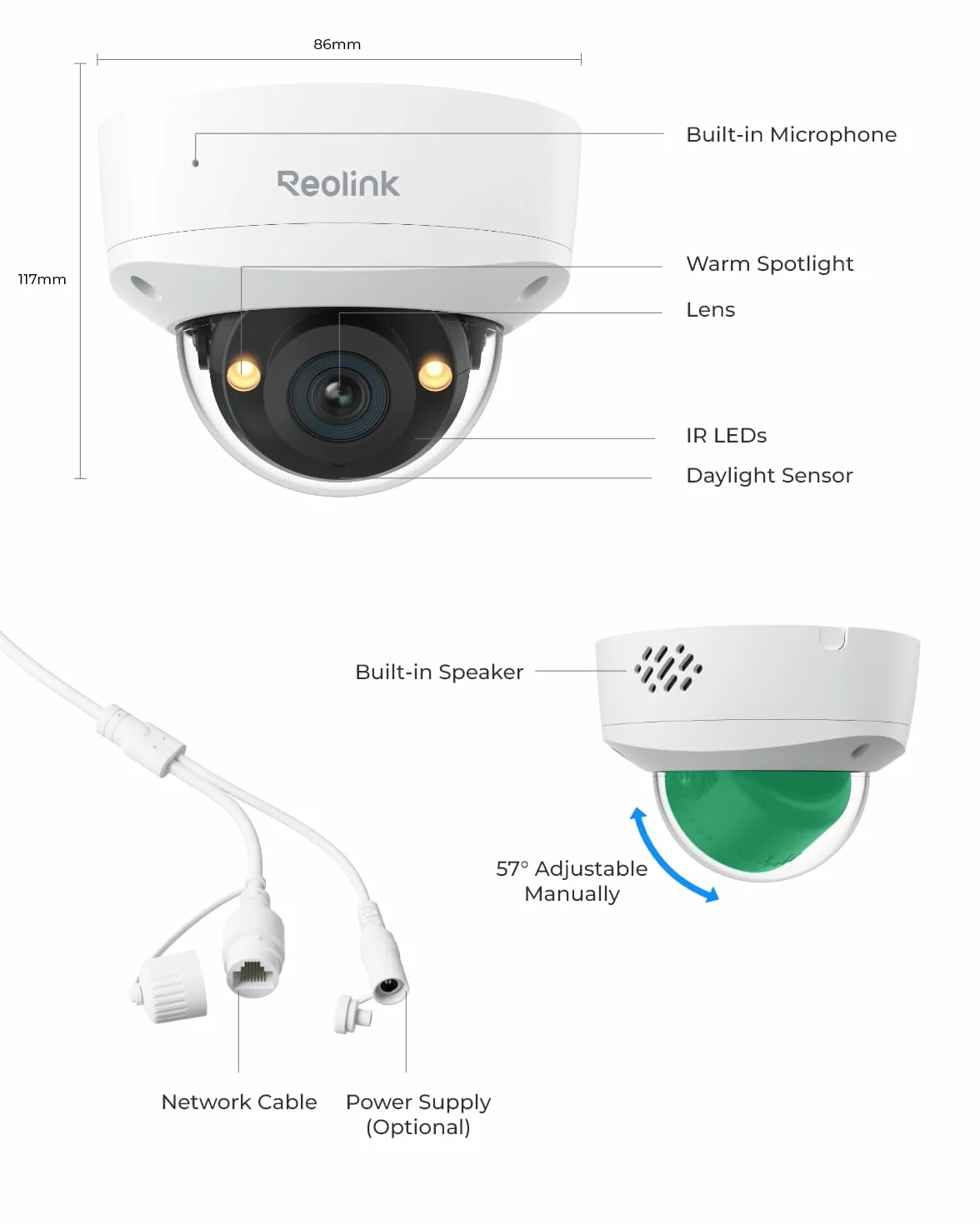 Reolink RLC-1240A 12MP PoE wandaloodporna kamera bezpieczeństwa, 145° szeroki kąt widzenia, kolorowy noktowizor