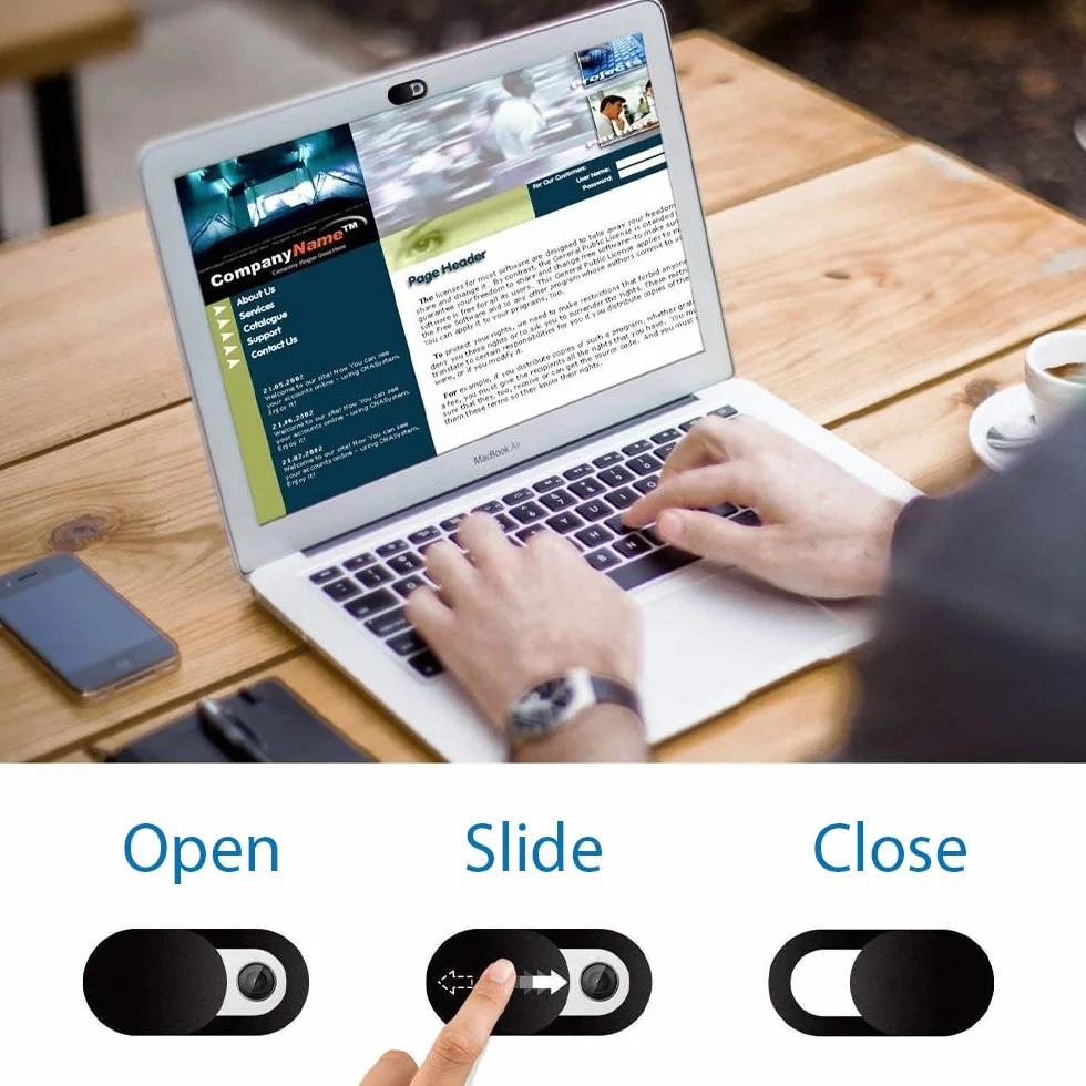 MMOBIEL Okładka kamery internetowej Universal do laptopa Ochrona ochrony prywatności Ultra-cienki 0,5 mm kompatybilna z każdym laptopem/MacBook/Tablet/iPad/iPhone-Black