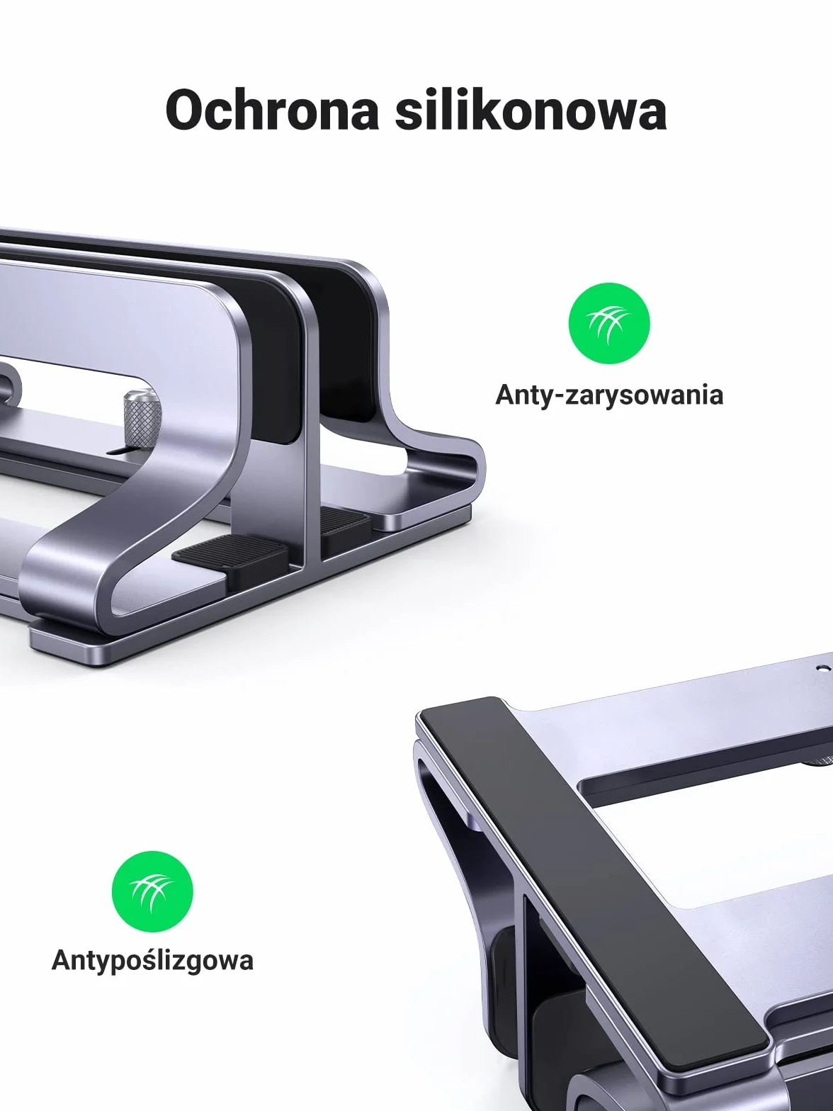 UGREEN Double Vertical Laptop Stand Aluminium Vertical MacBook Stand Space Saving Holder dla MacBook Pro/Air, iPad, Huawei, Surface, Dell, HP, Lenovo i innych.