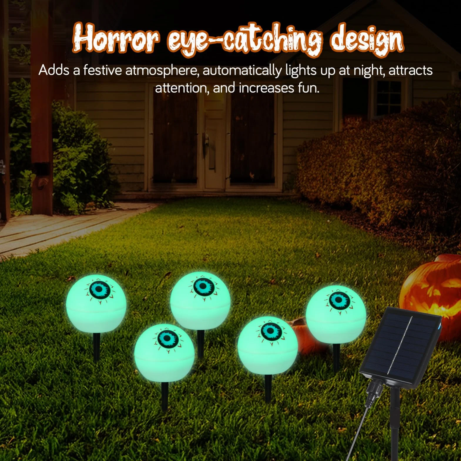 OSALADI Zestaw 5 Lamp Solarnych Na Halloween Zdalnie Sterowanych Solarnych W Kształcie Gałek Ocznych Lamp Na Halloween Do Dekoracji Ścieżek Ogrodowych Patio I Ścieżek Czerwona I Zielona