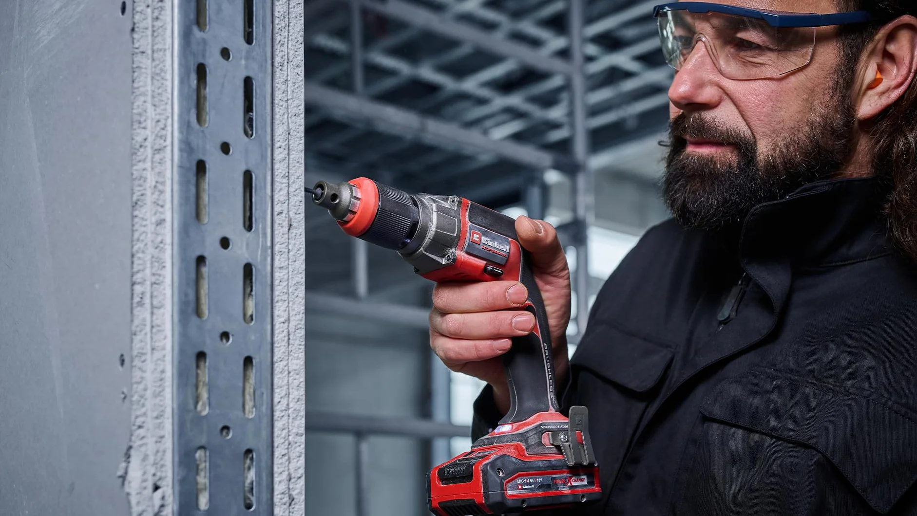 Einhell Profesjonalna wkrętarka do suchej ścianki działowej Tp-Dy 18 Li Bl-Solo Power X-Change (18 V, silnik bez węgla, ogranicznik głębokości, funkcja ciągłego chodzenia, z końcówką, bez baterii)