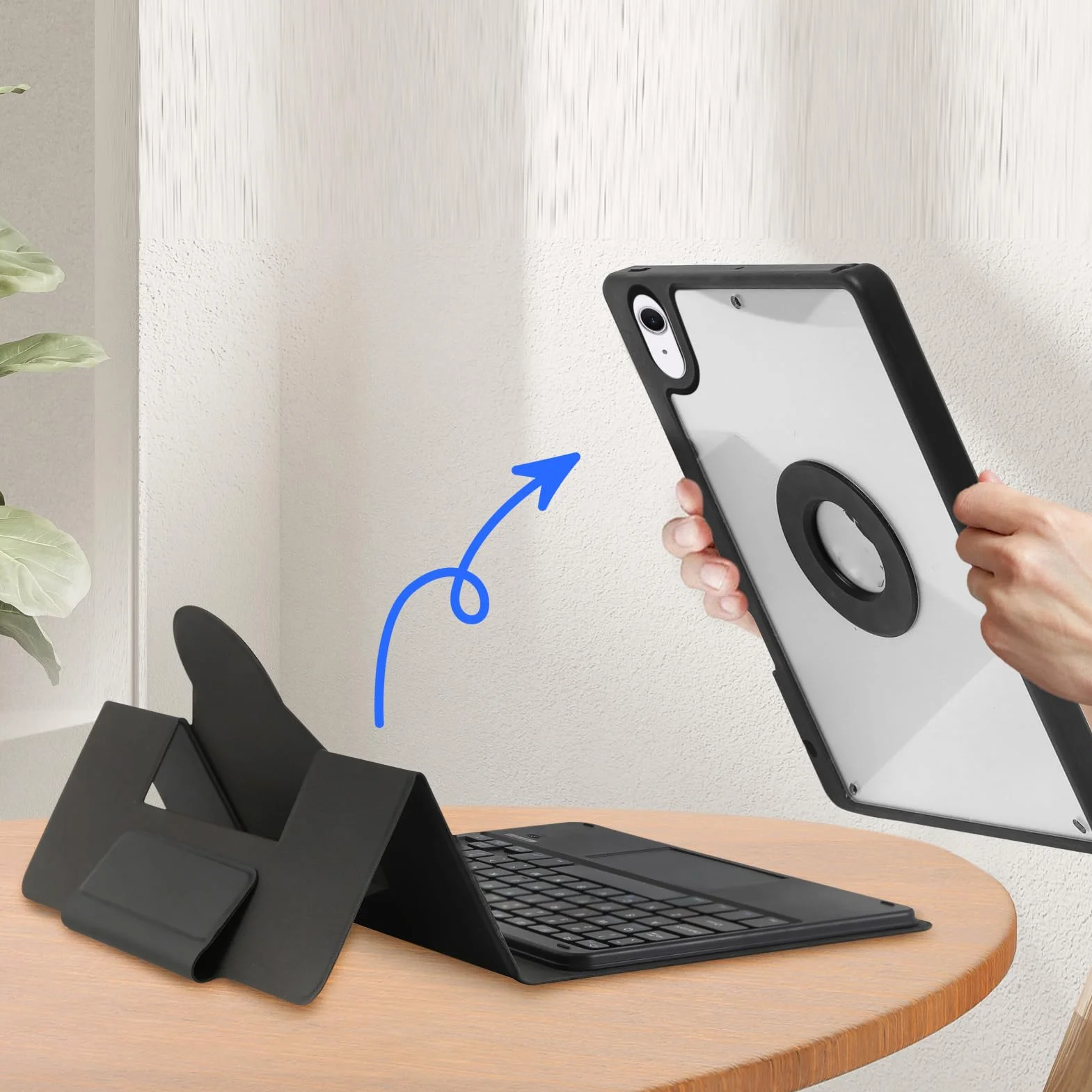 Etui na klawiaturę do Tabletu iOS Air 4 5 6 2024, Bezprzewodowa Bluetooth z Gładzikiem, Skórzana Obudowa