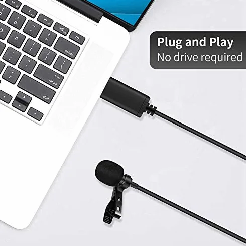 Uniwersalny mikrofon USB mikrofon lawalowy mikrofon komputerowy z klipsem Podłącz i używaj mikrofonu wielokierunkowego