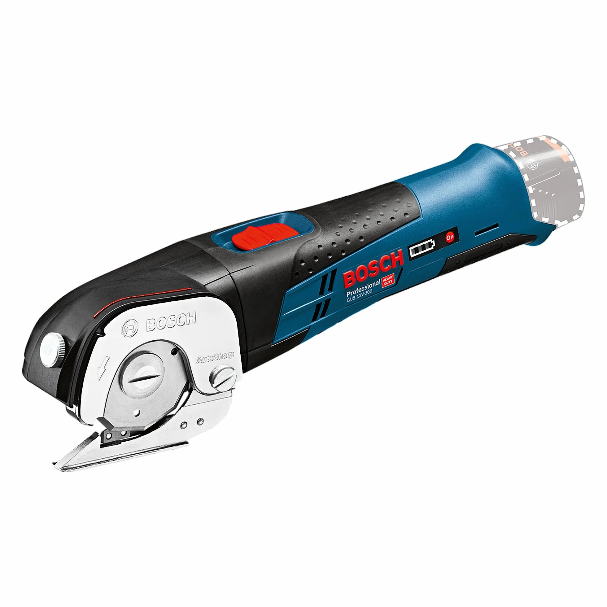 Bosch Professional system 12V: akumulatorowe nożyce uniwersalne GUS 12V-300 (bez akumulatorów i ładowarki, opakowanie kartonowe)