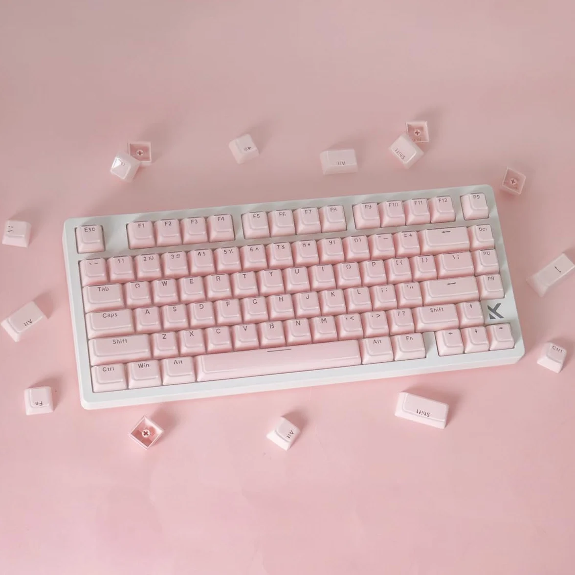 Sunzit Crystal Jelly Pink Keycaps, profil MDA, przezroczyste jadeitowe klawisze, 130 klawiszy błyszczą przez niestandardowe klawisze, zestaw nasadek na klawisze 60%, 65%, 75%, 100% Cherry MX